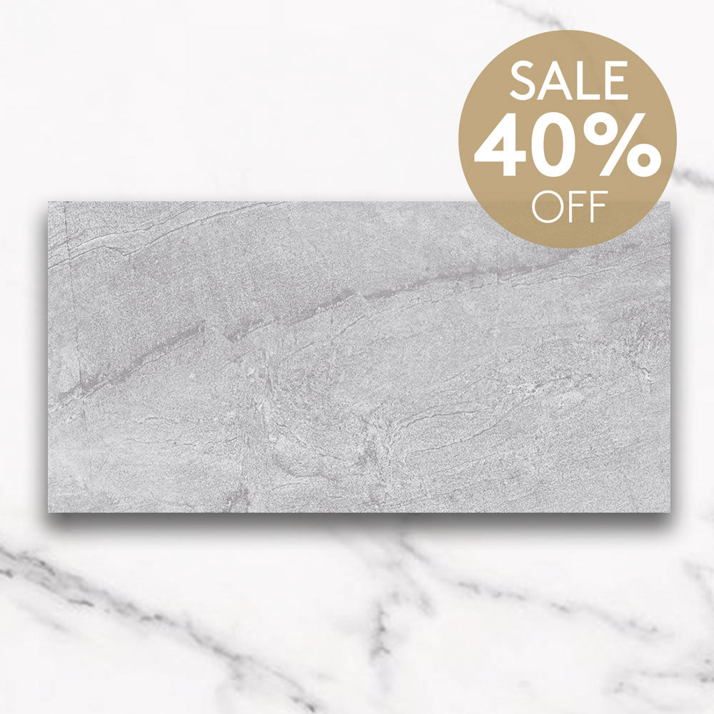 Mondial Light Grey 300x600 Stone Look Lappato Porcelain Tile