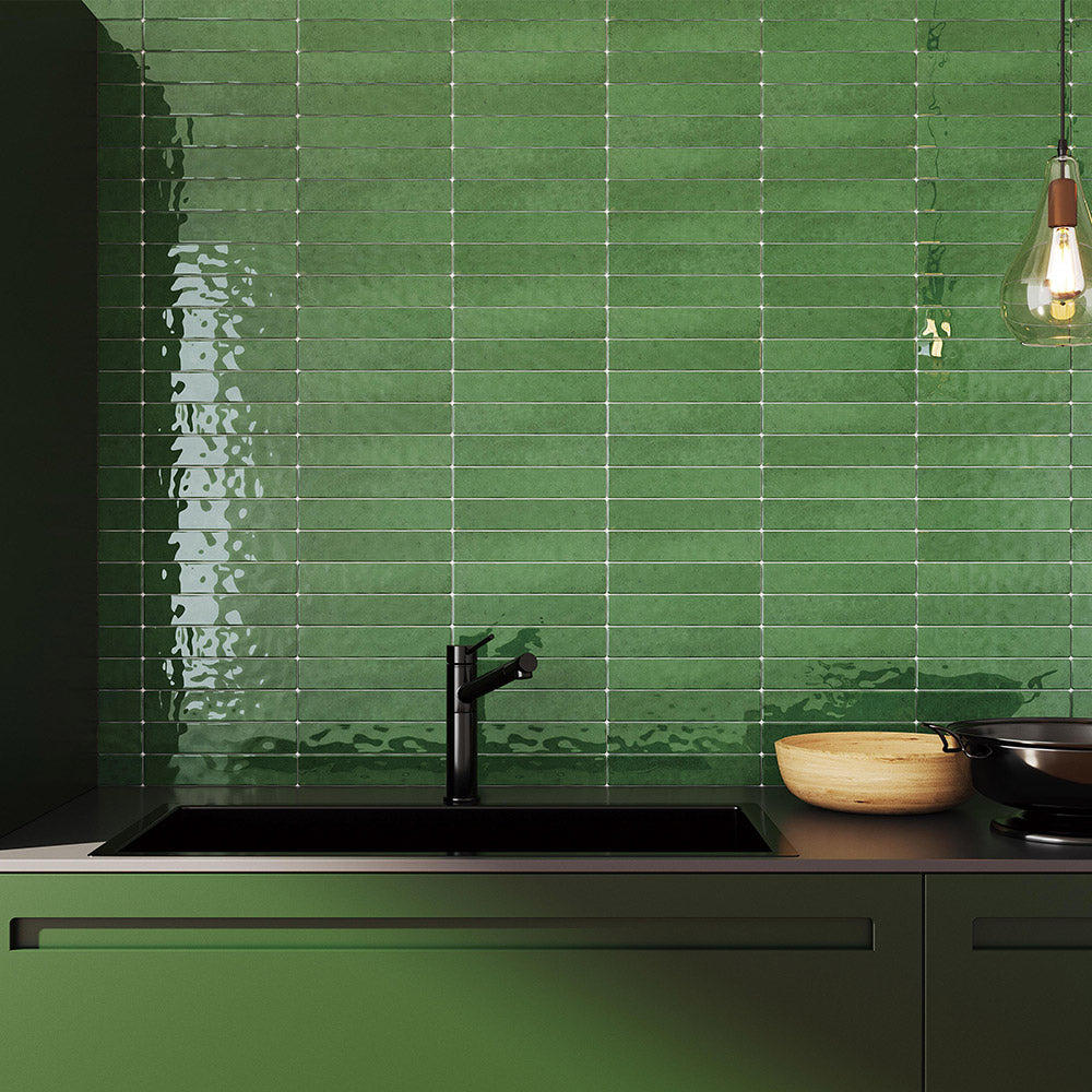 Mykonos Emerald Green 50X250 Zellige Gloss Hand Made Subway Tile