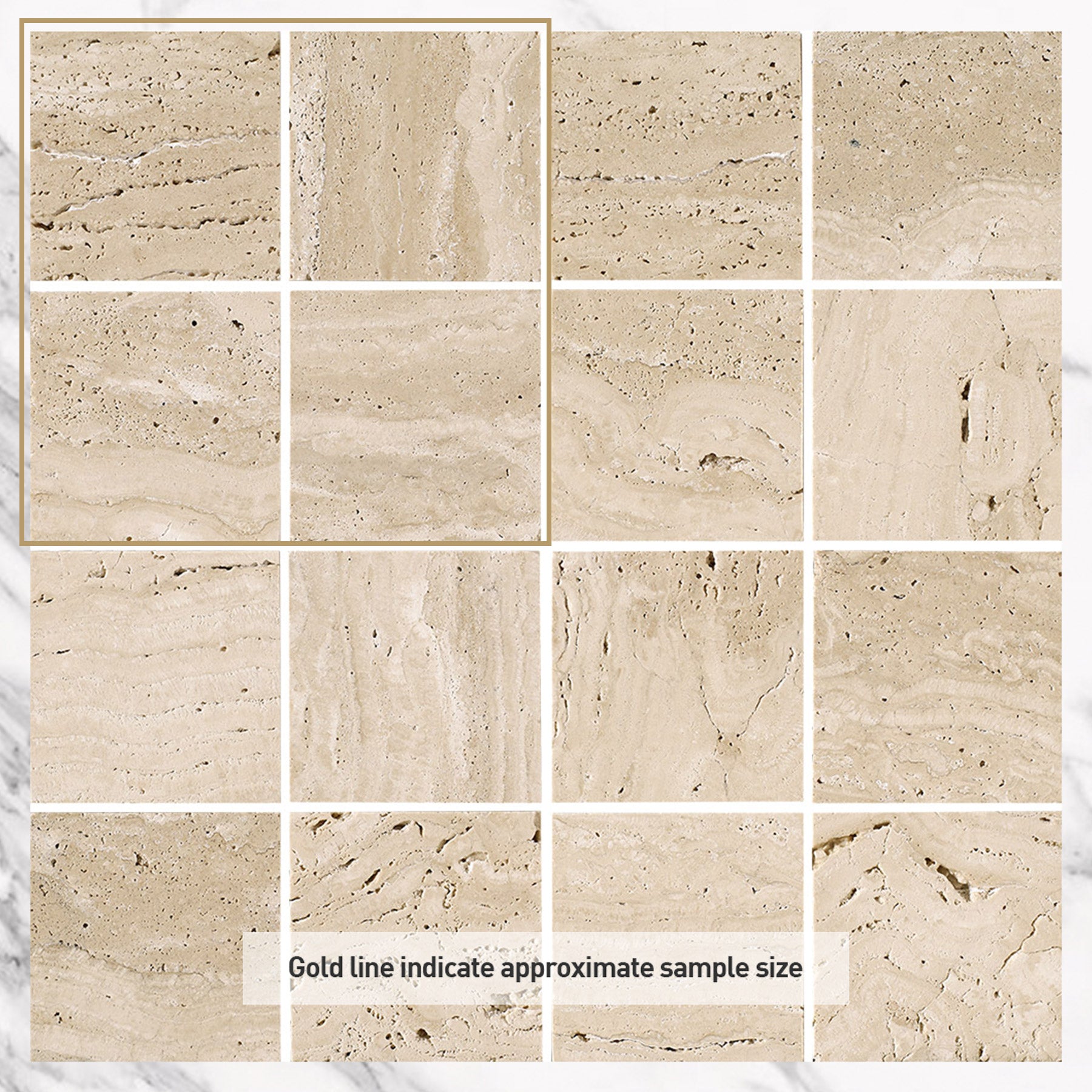 Ocean Travertine Large Square 73x73 Natural Stone Mosaics (per sheet)