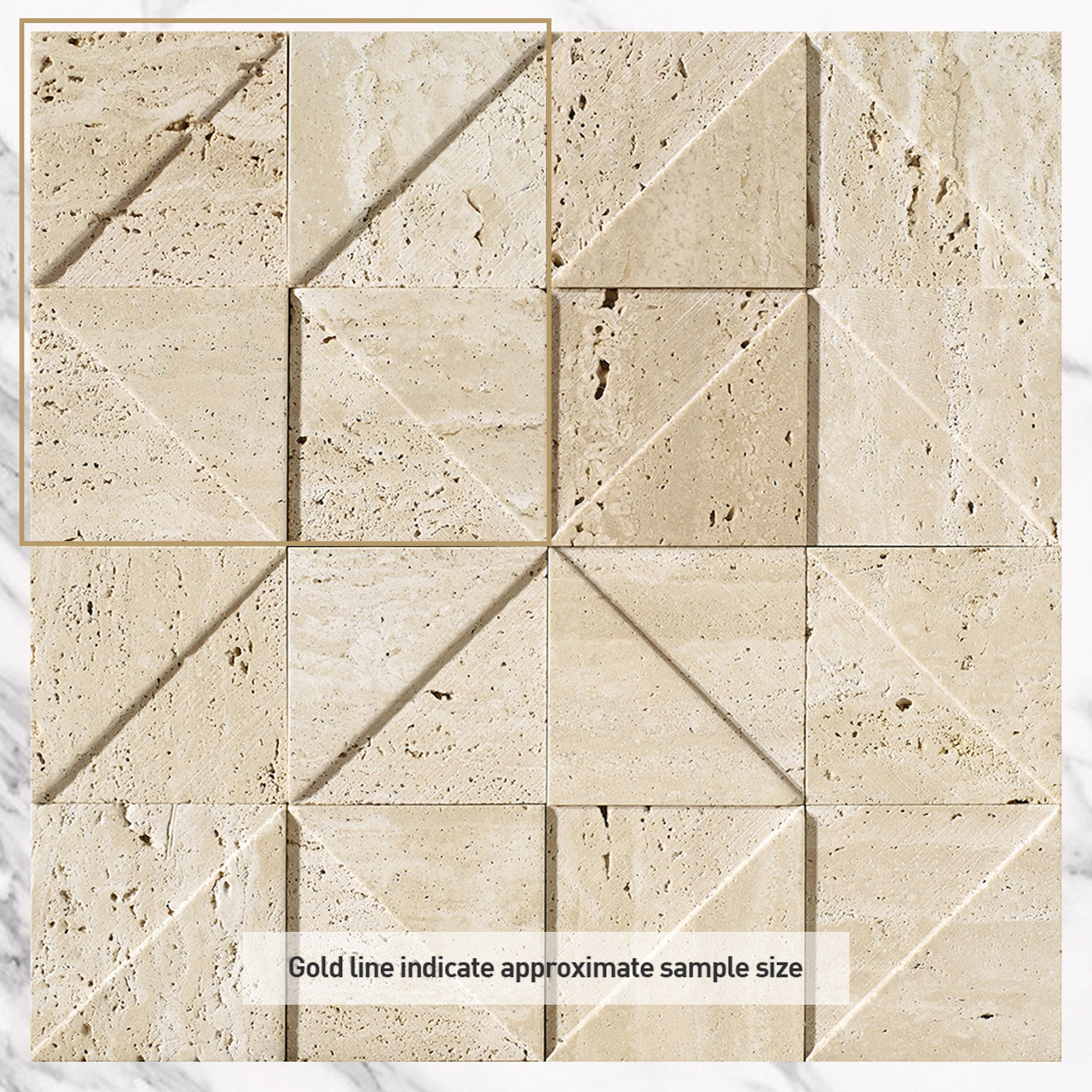 Ocean Travertine Triangle Collage Natural Stone Mosaics (per sheet)