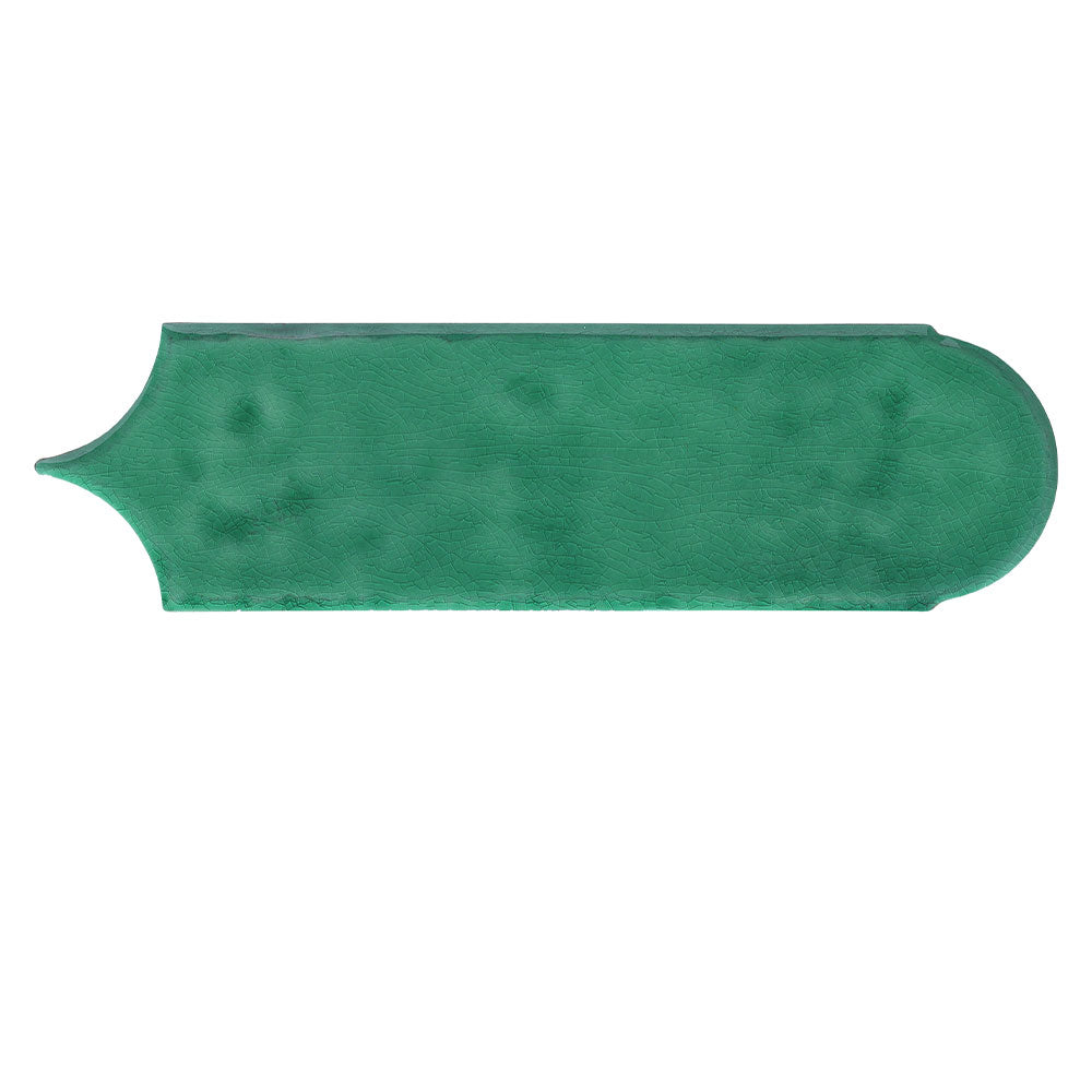 Olympus Jade Green Feather 85x300 Hand Made Gloss Tile