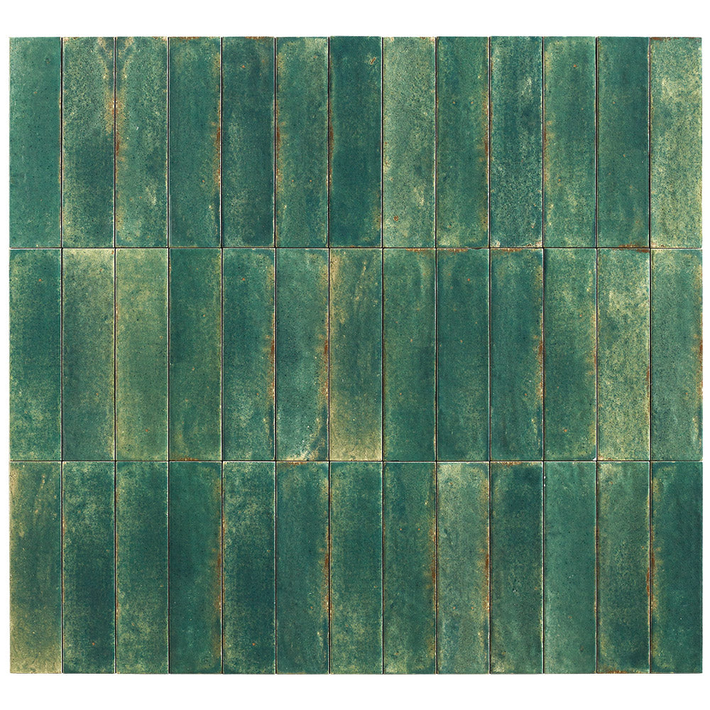 Ravello Dark Green 60x240 Zellige Matt Subway Tile