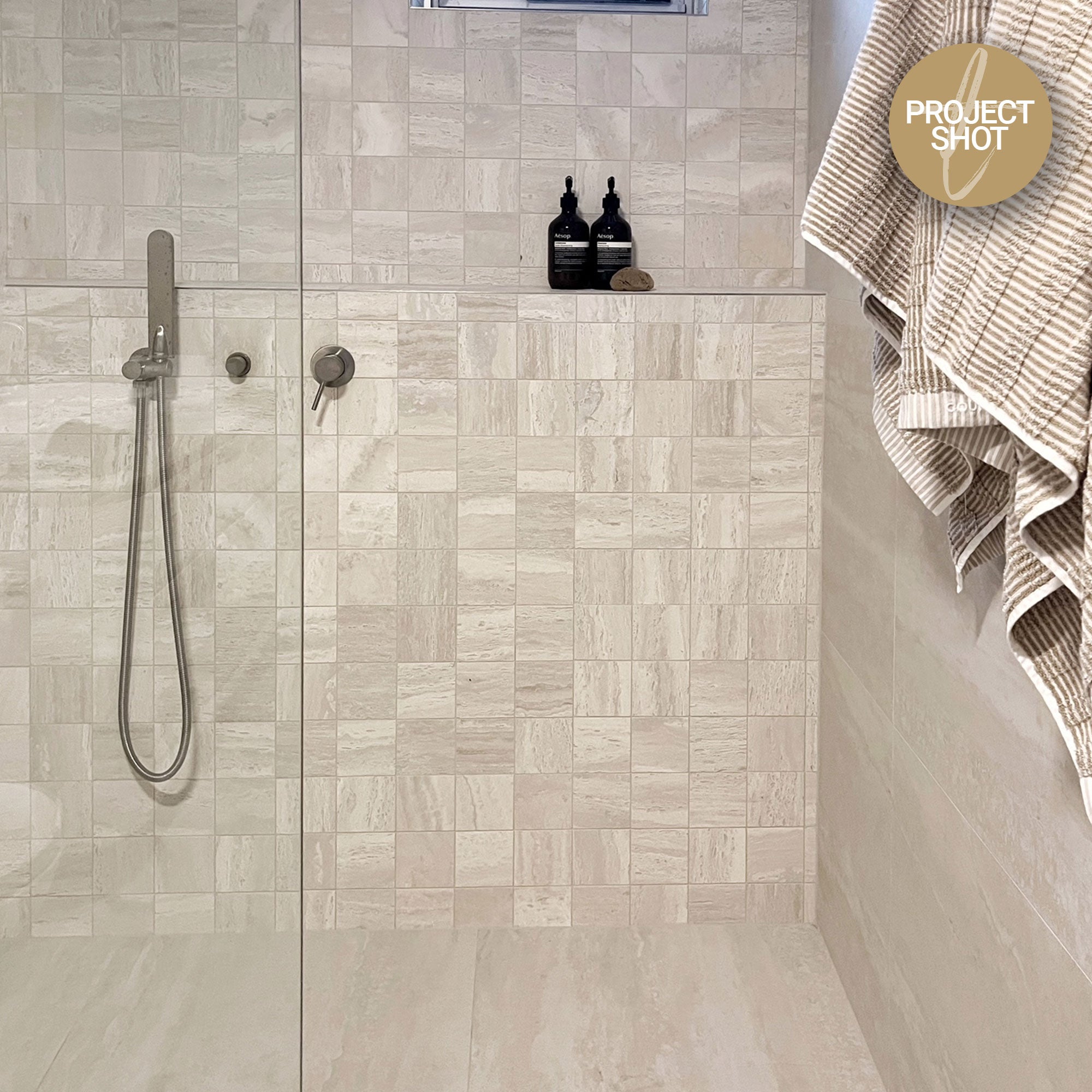 Palermo Travertine Stone 100x100 Honed Mosaic (per sheet)