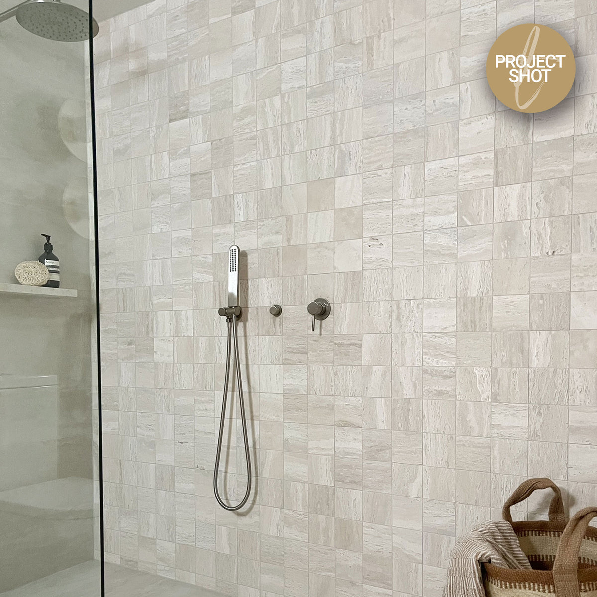 Palermo Travertine Stone 100x100 Honed Mosaic (per sheet)
