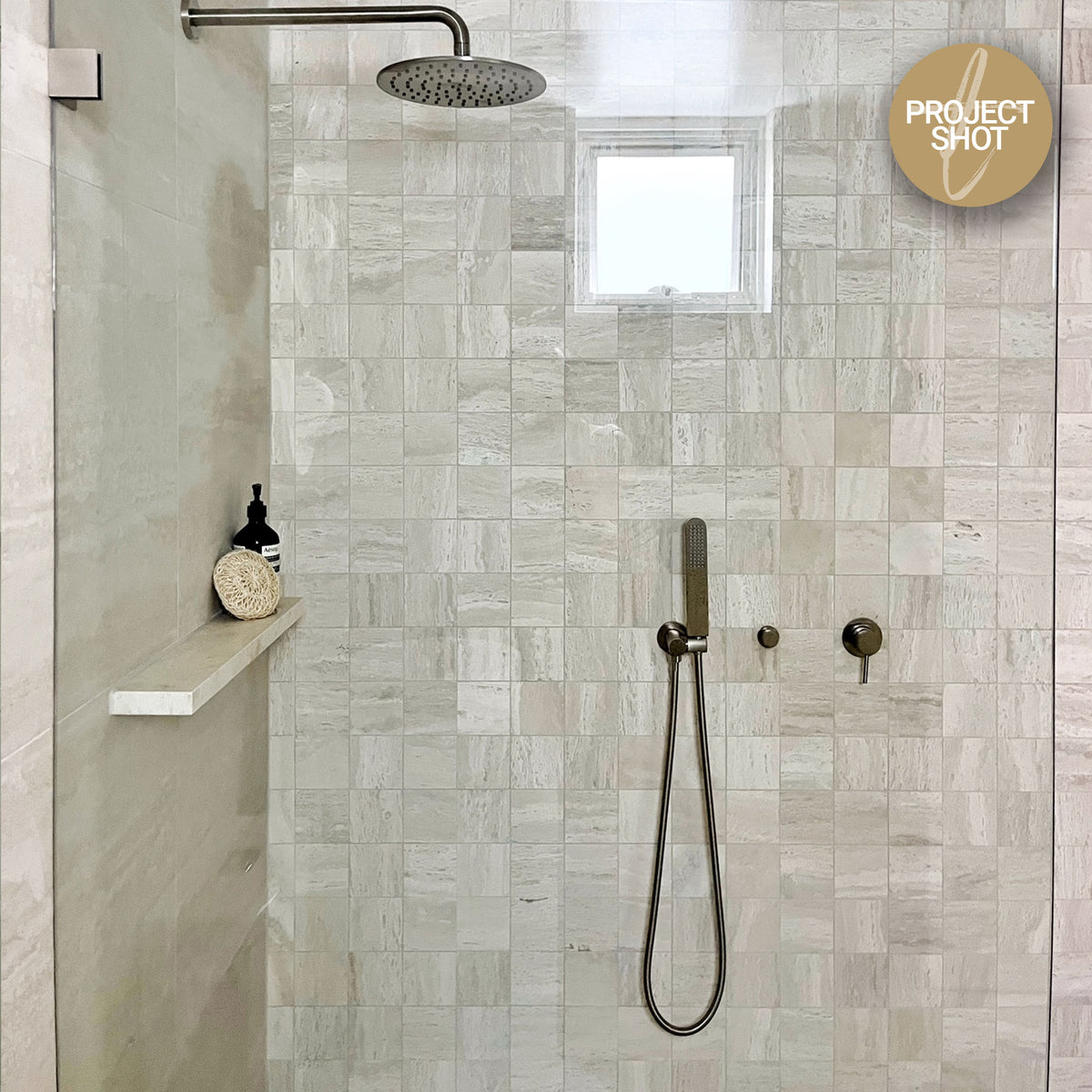 Palermo Travertine Stone 100x100 Honed Mosaic (per sheet)