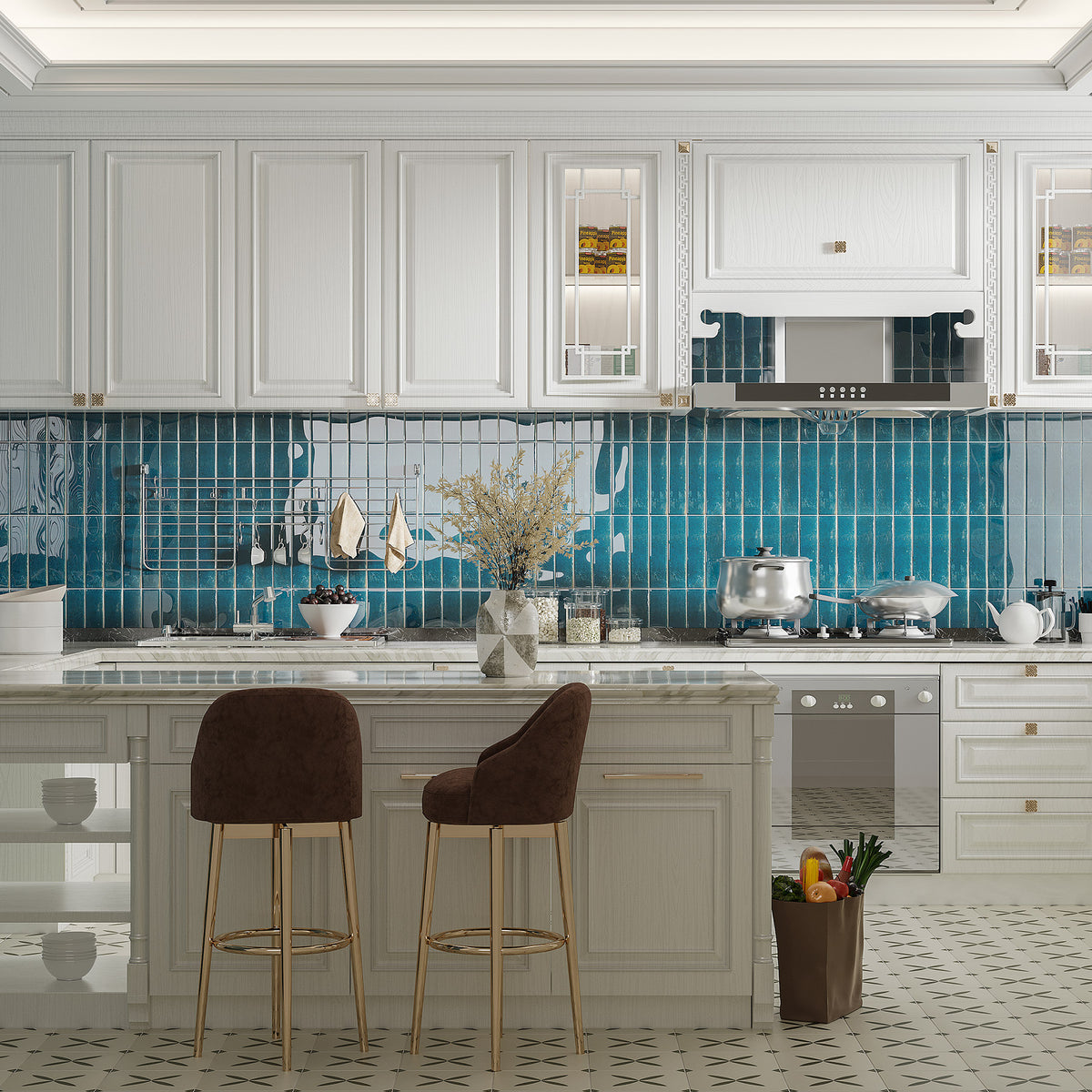 Ravello Dark Blue 60x240 Zellige Gloss Subway Tile