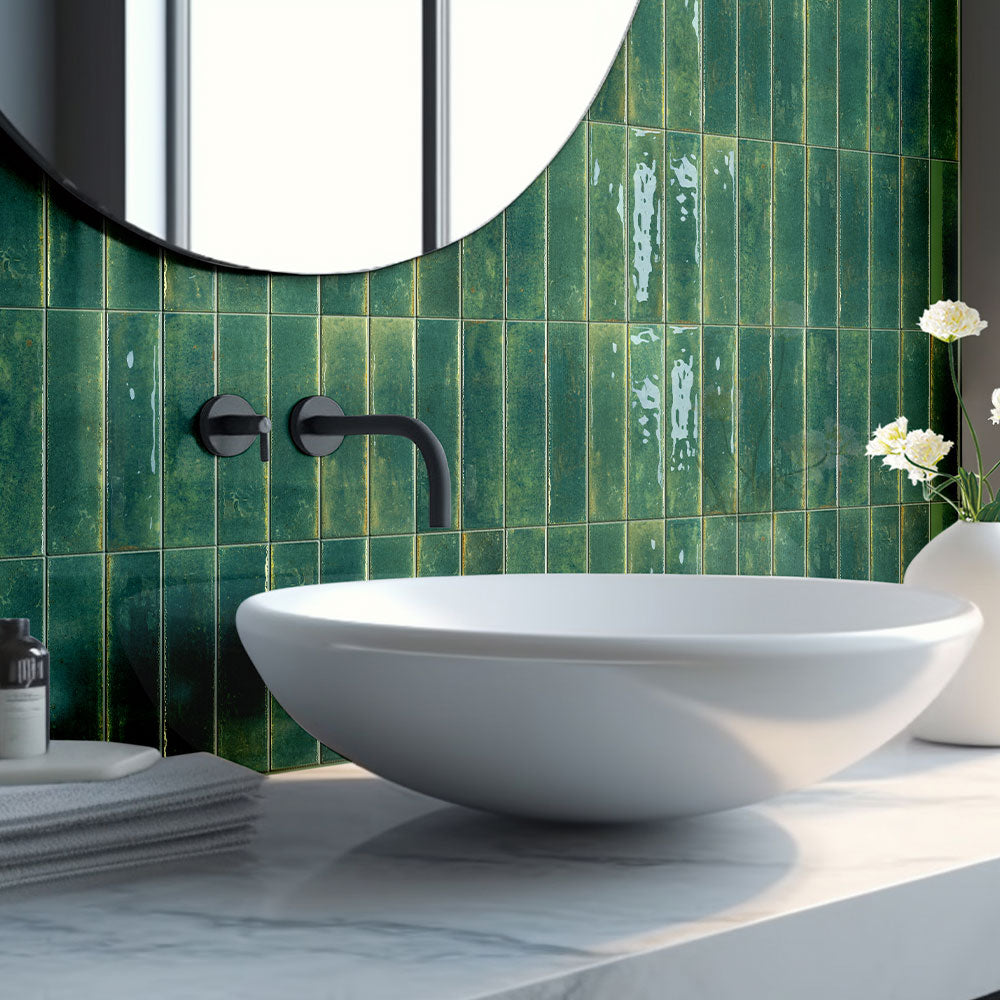 Ravello Dark Green 60x240 Zellige Gloss Subway Tile