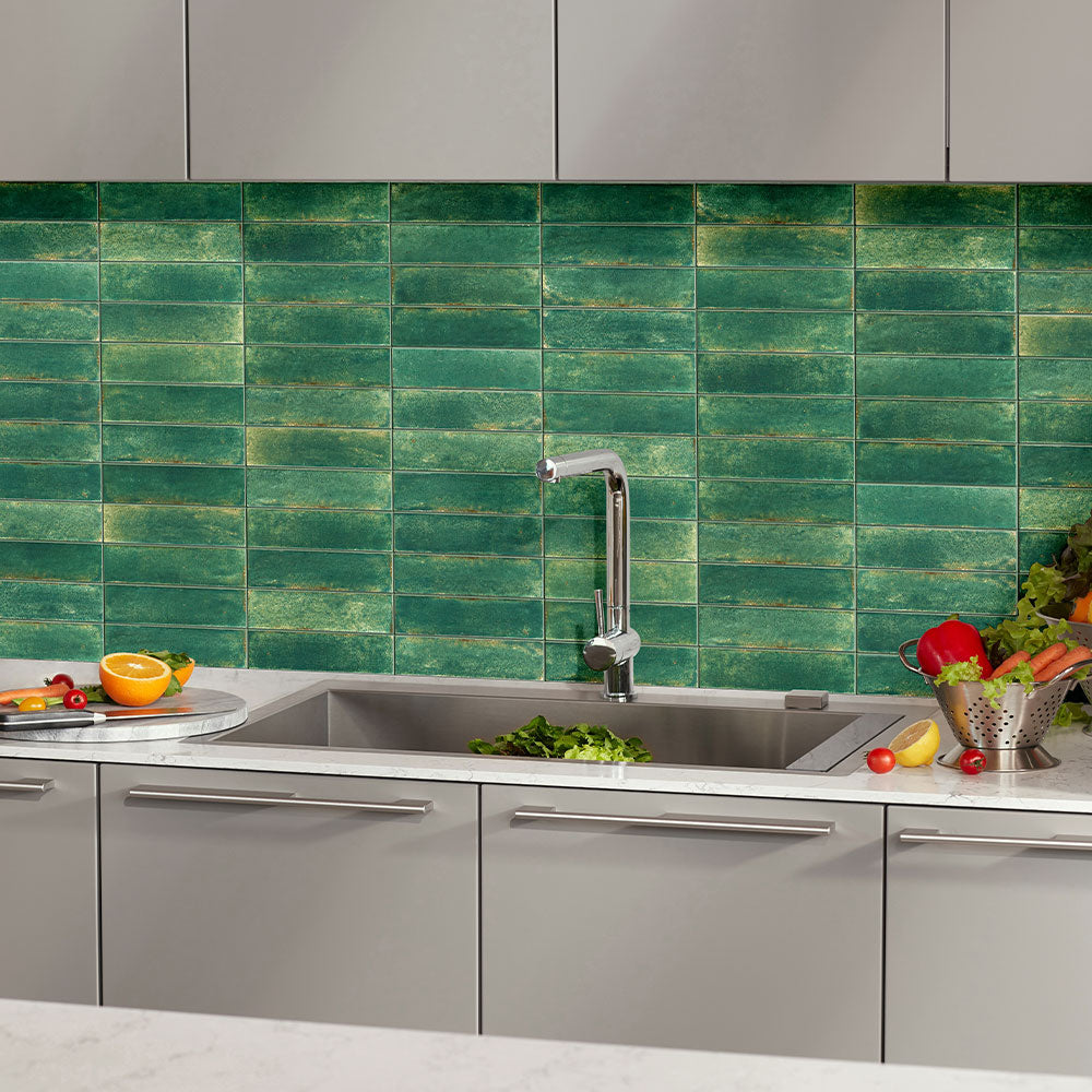 Ravello Dark Green 60x240 Zellige Matt Subway Tile