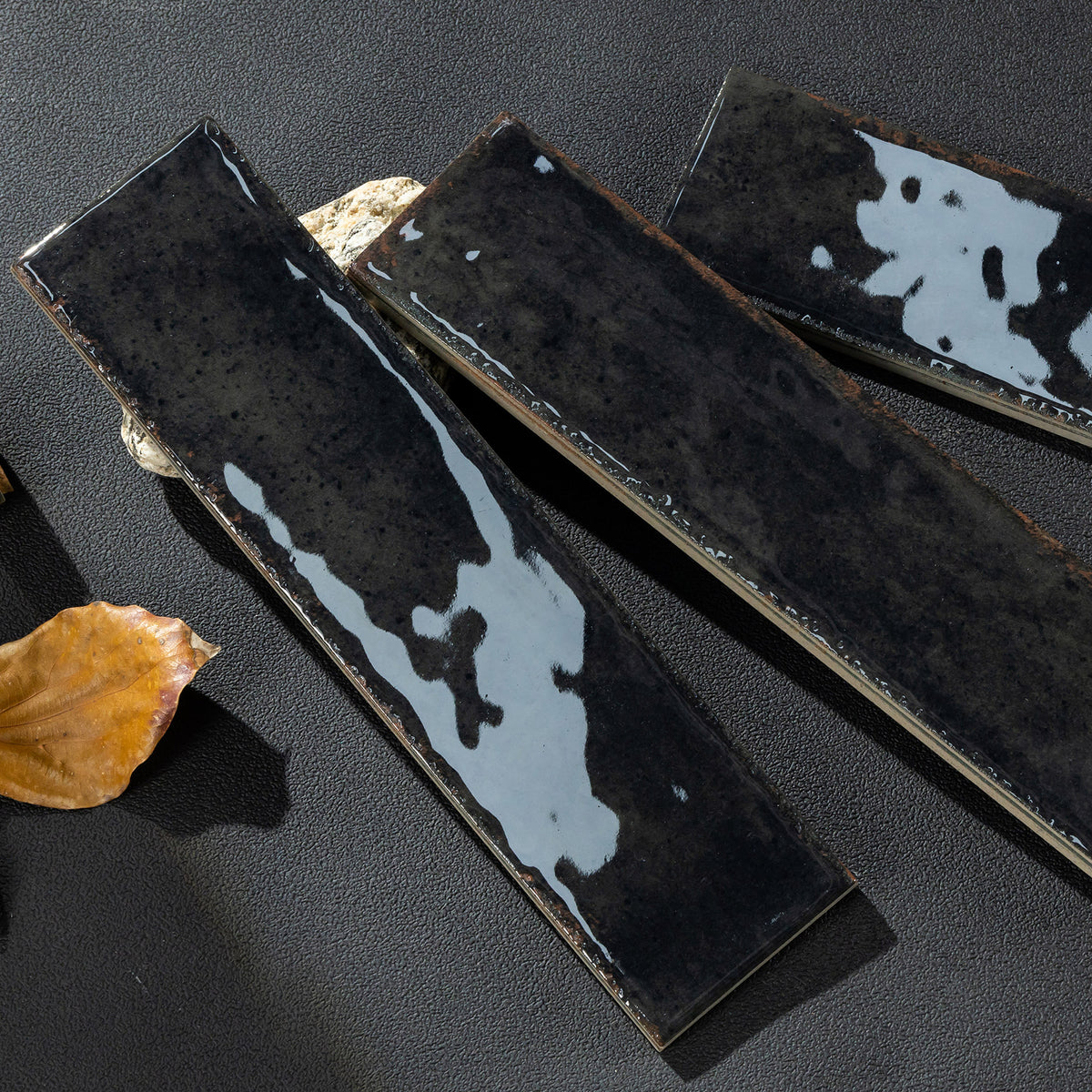 Ravello Onyx Black 60x240 Zellige Gloss Subway Tile