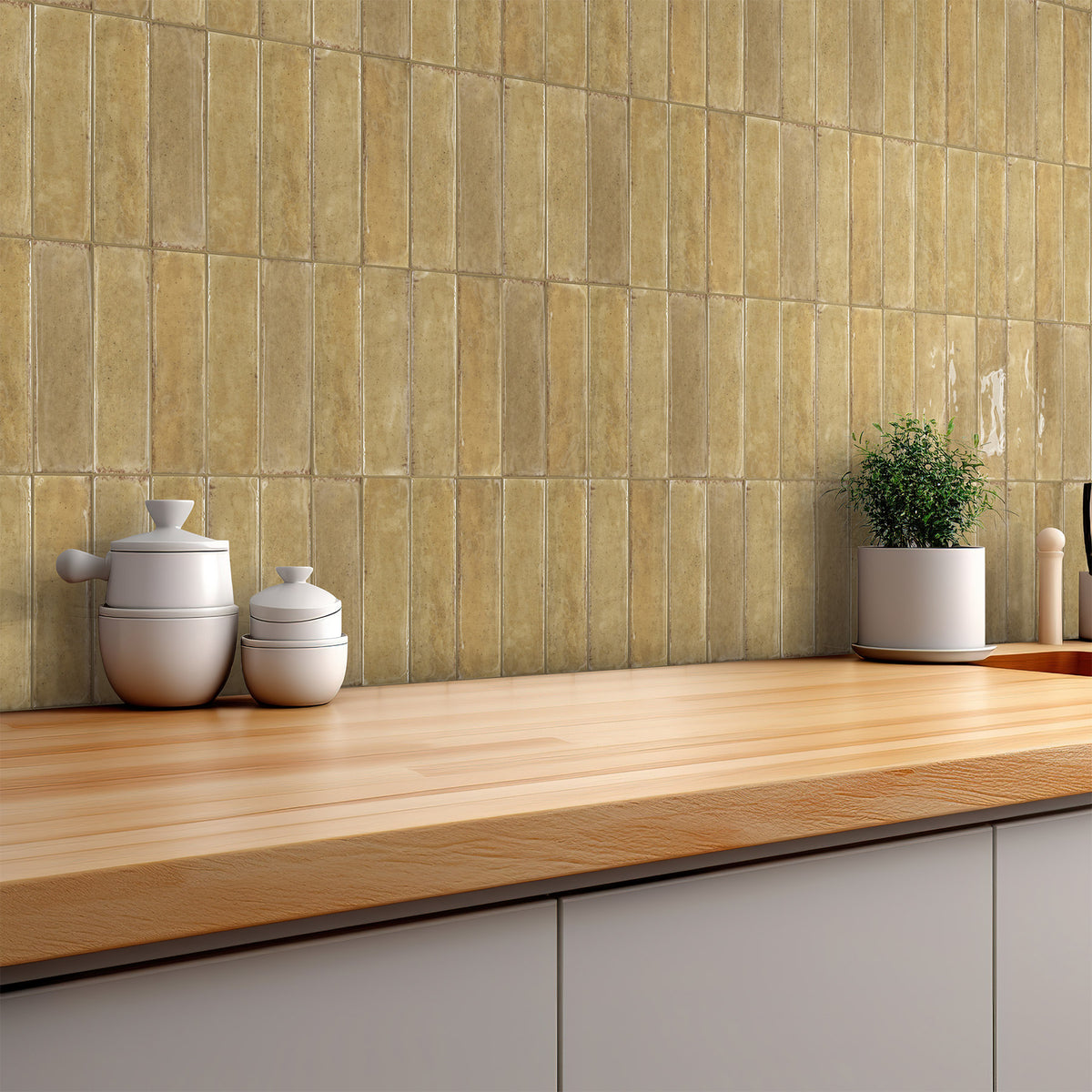 Ravello Pistachio Green 60x240 Zellige Gloss Subway Tile