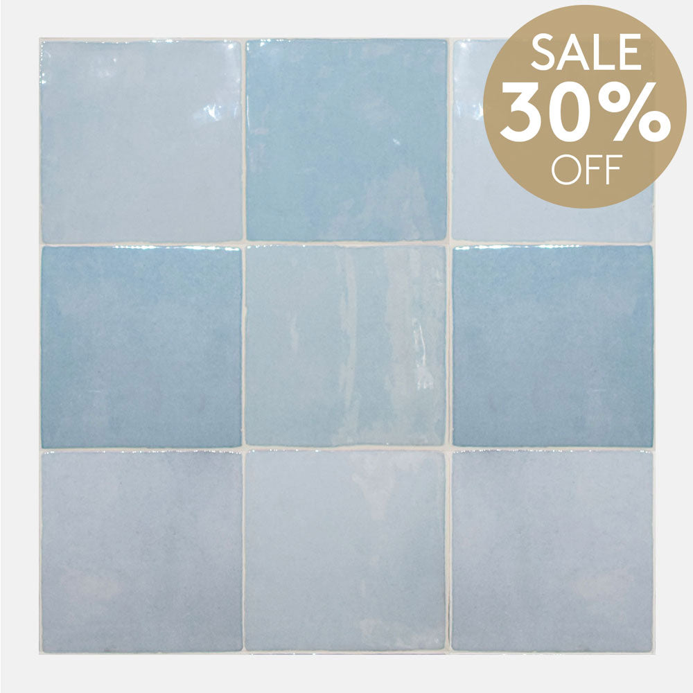 Seville Light Blue 130X130 Zellige Gloss Square Tile