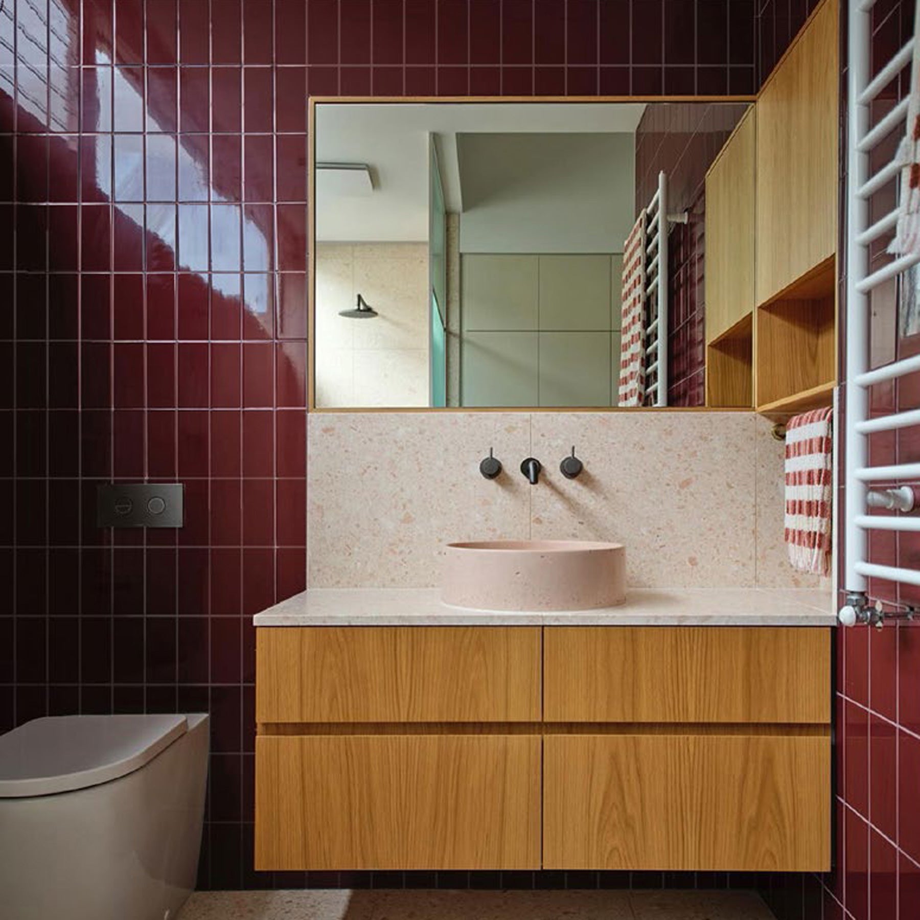 Soho Burgundy Red 68x136 Gloss Porcelain Mosaic