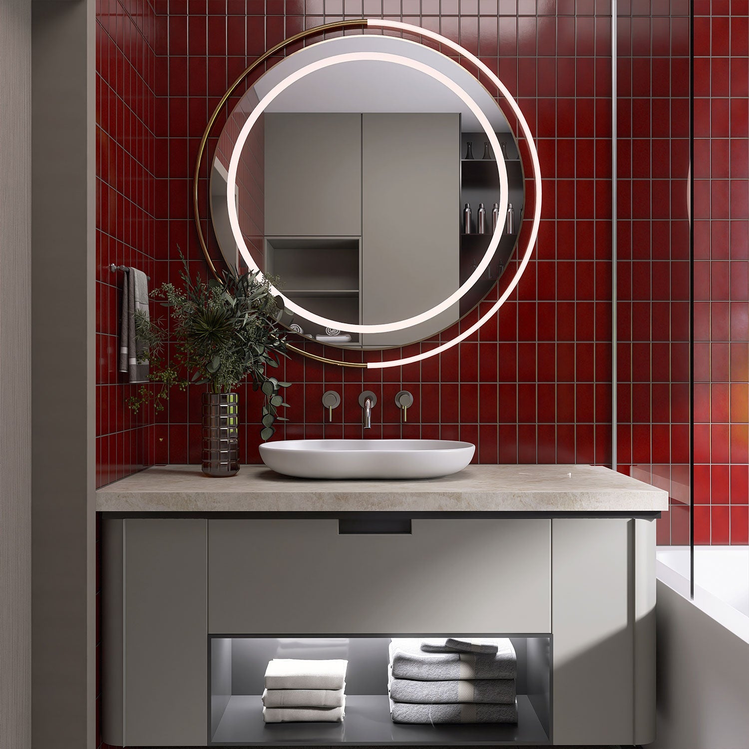 Soho Burgundy Red 68x136 Gloss Porcelain Mosaic