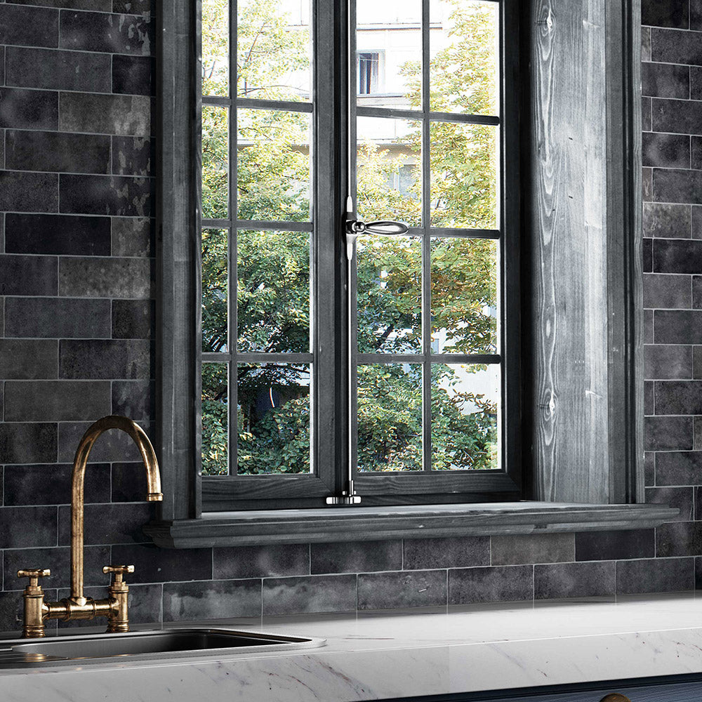 Sorrento Graphite 65X200 Zellige Gloss Subway Tile