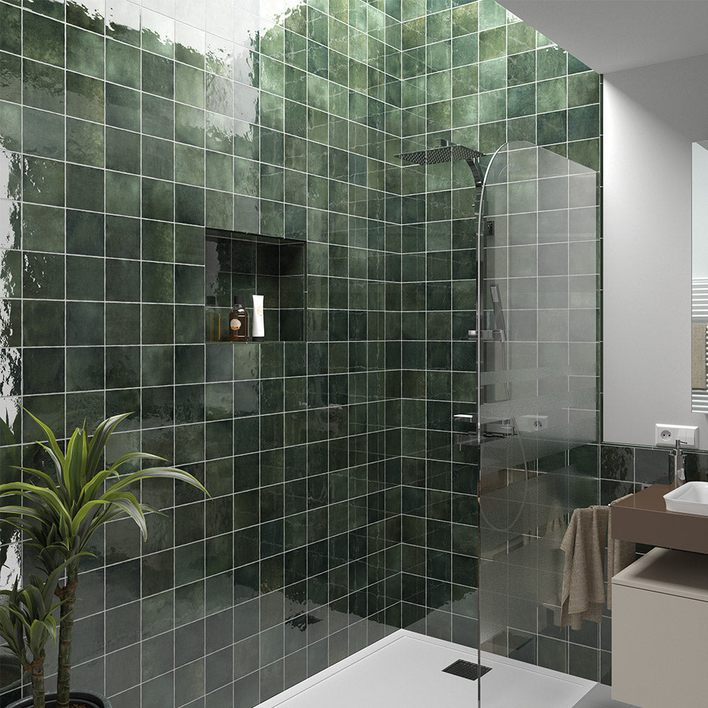 Sorrento Moss Green 132X132 Zellige Gloss Square Tile