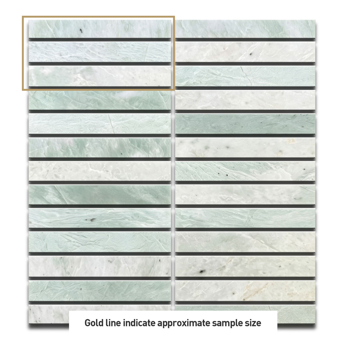 Staccato Green Finger Honed Marble Mosaic (per sheet)