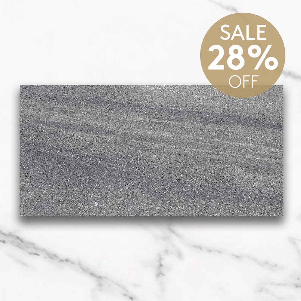 Symphony Dark Grey 300x600 Limestone Look Matt Porcelain Tile