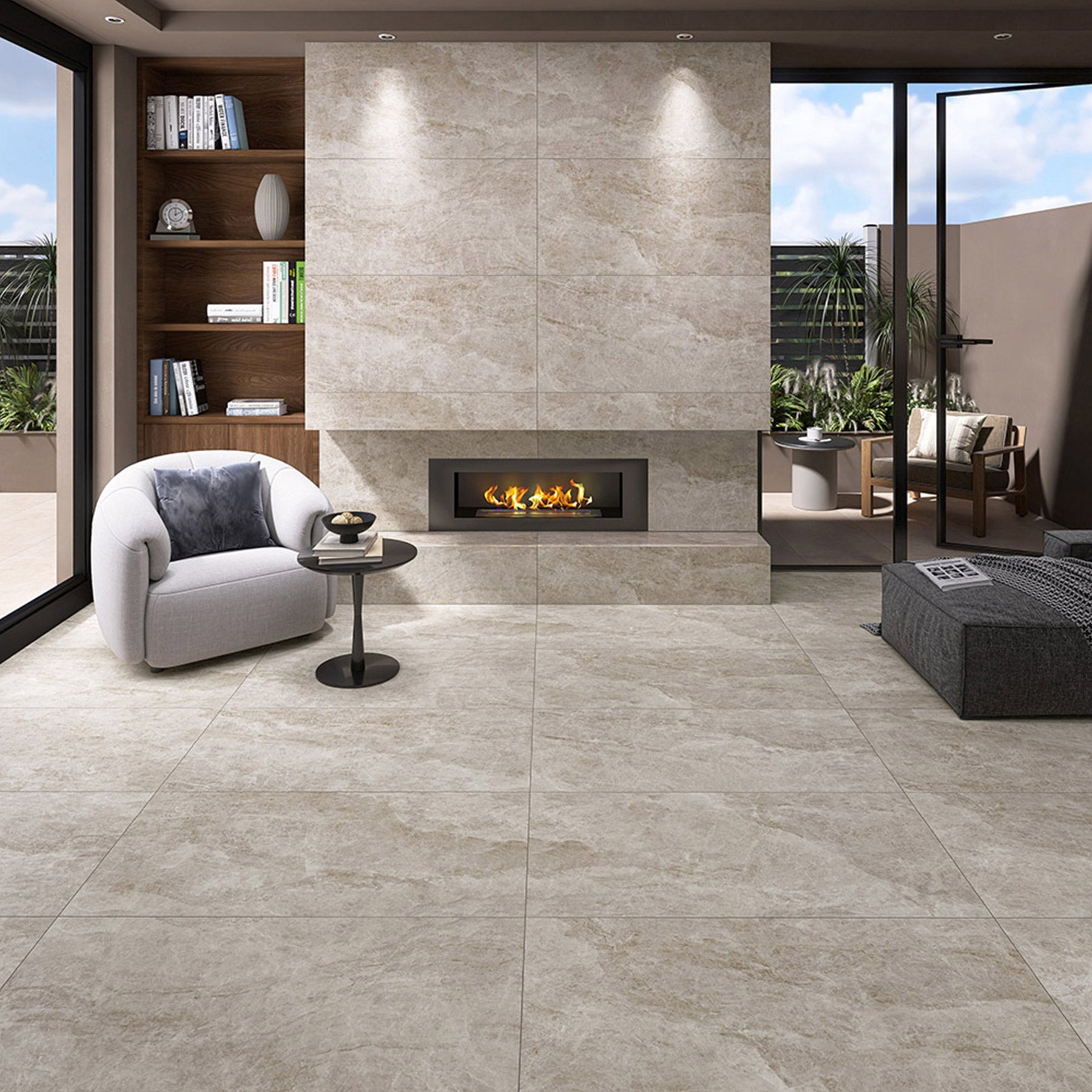 Tamera Ivory 600x600 Honed Stone Look Porcelain Tile