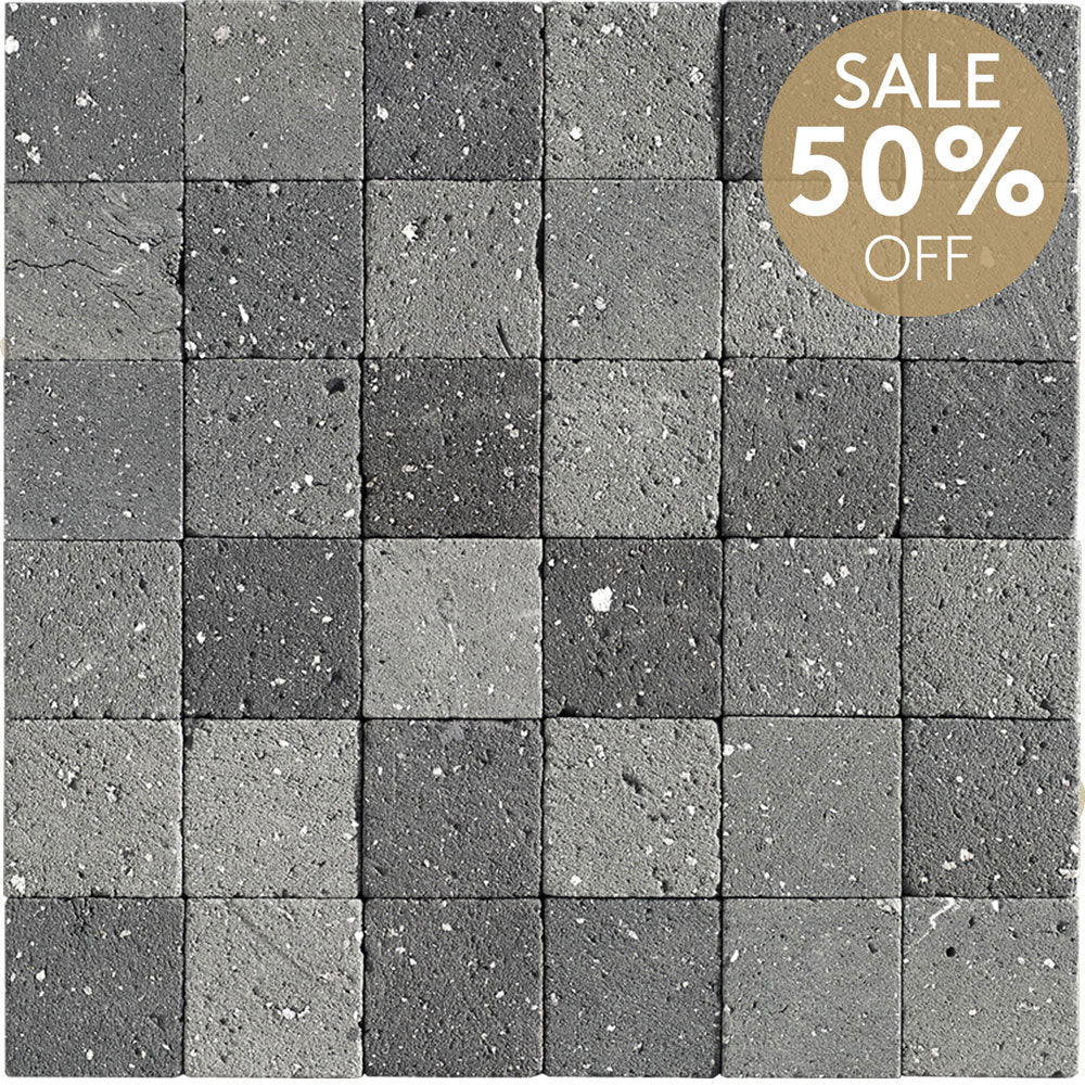 Ubud Grey 50x50 Unglazed Natural Clay Mosaic