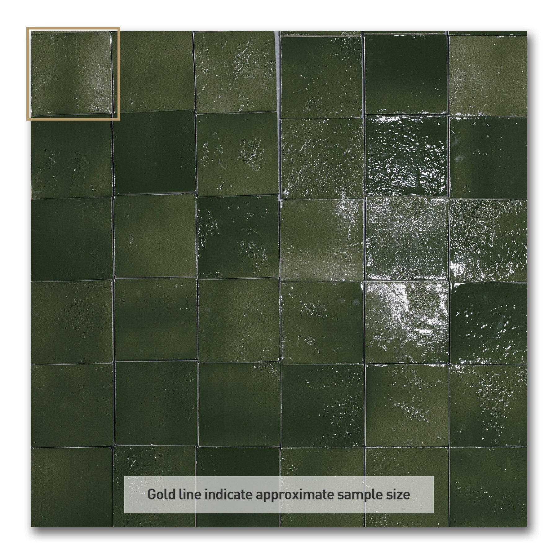 Vietri Forest Green 100x100 Gloss Zellige Square Hand Made Tile