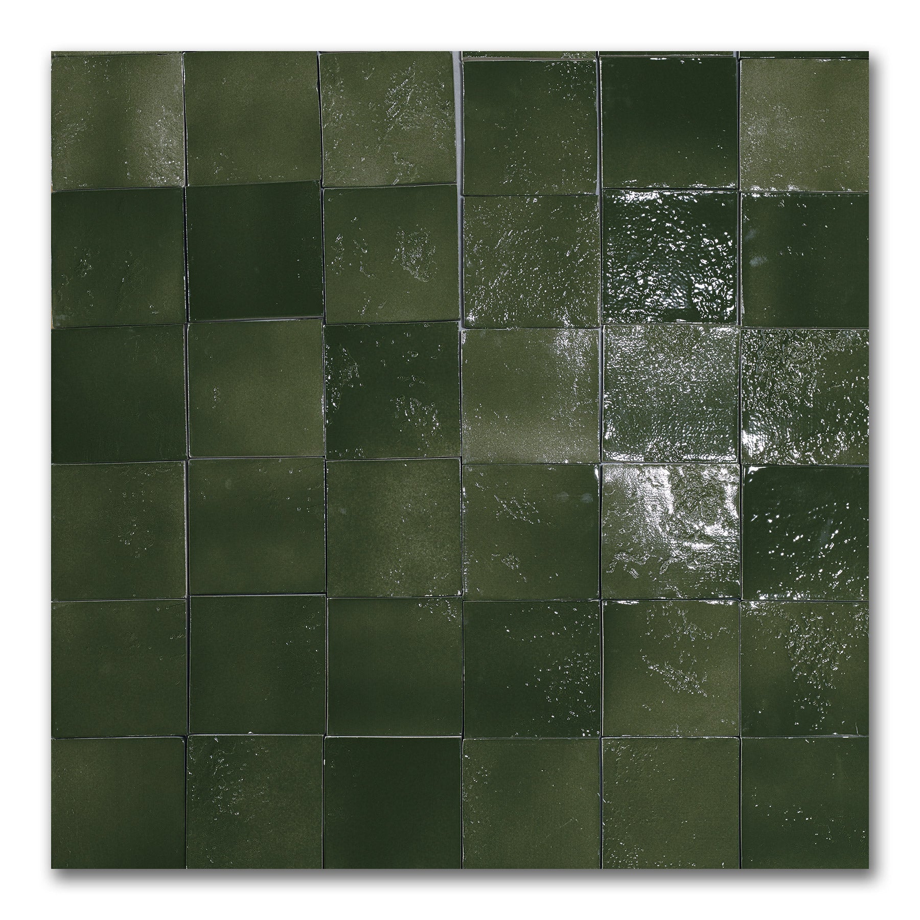 Vietri Forest Green 100x100 Gloss Zellige Square Hand Made Tile