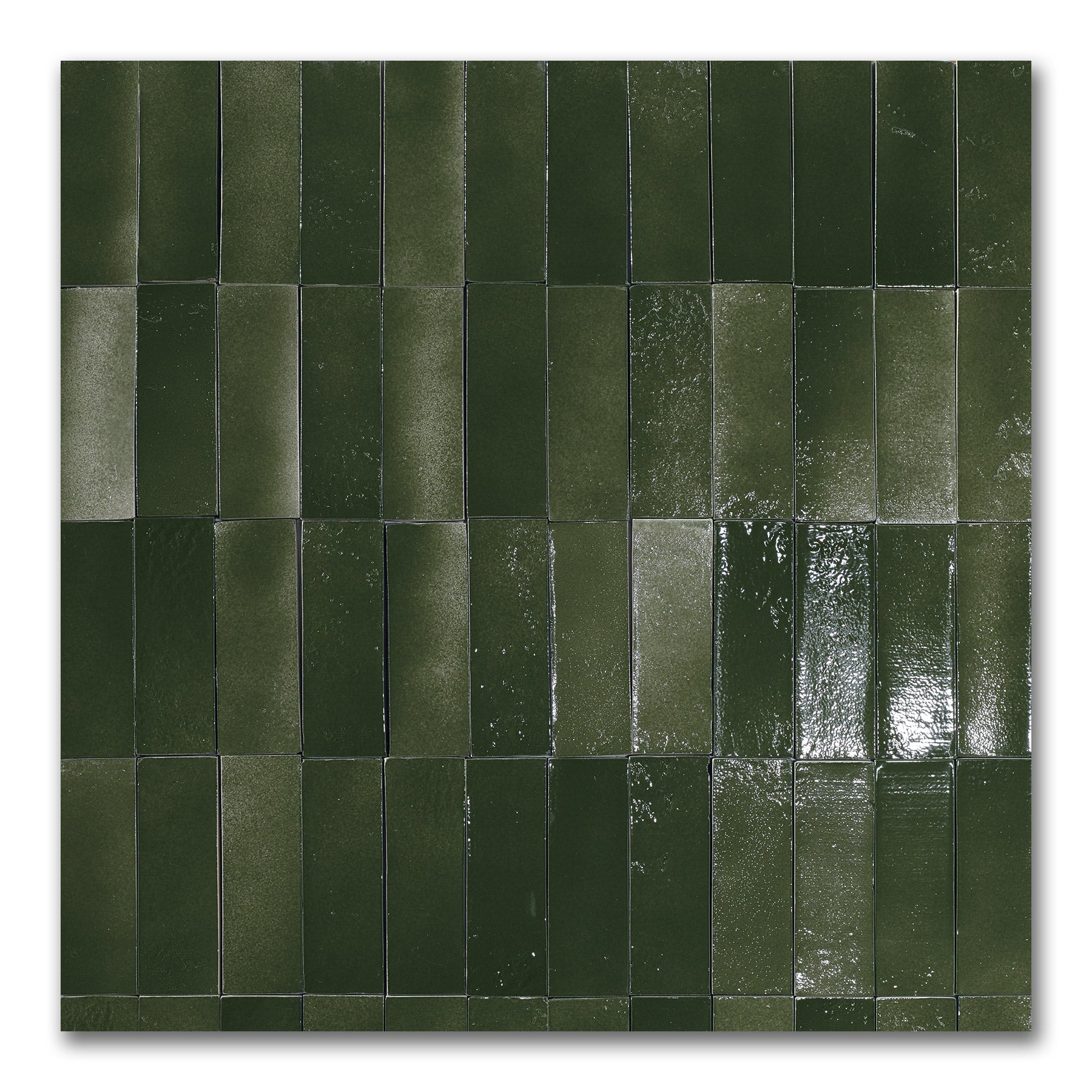 Vietri Forest Green 150x50 Gloss Zellige Subway Hand Made Tile
