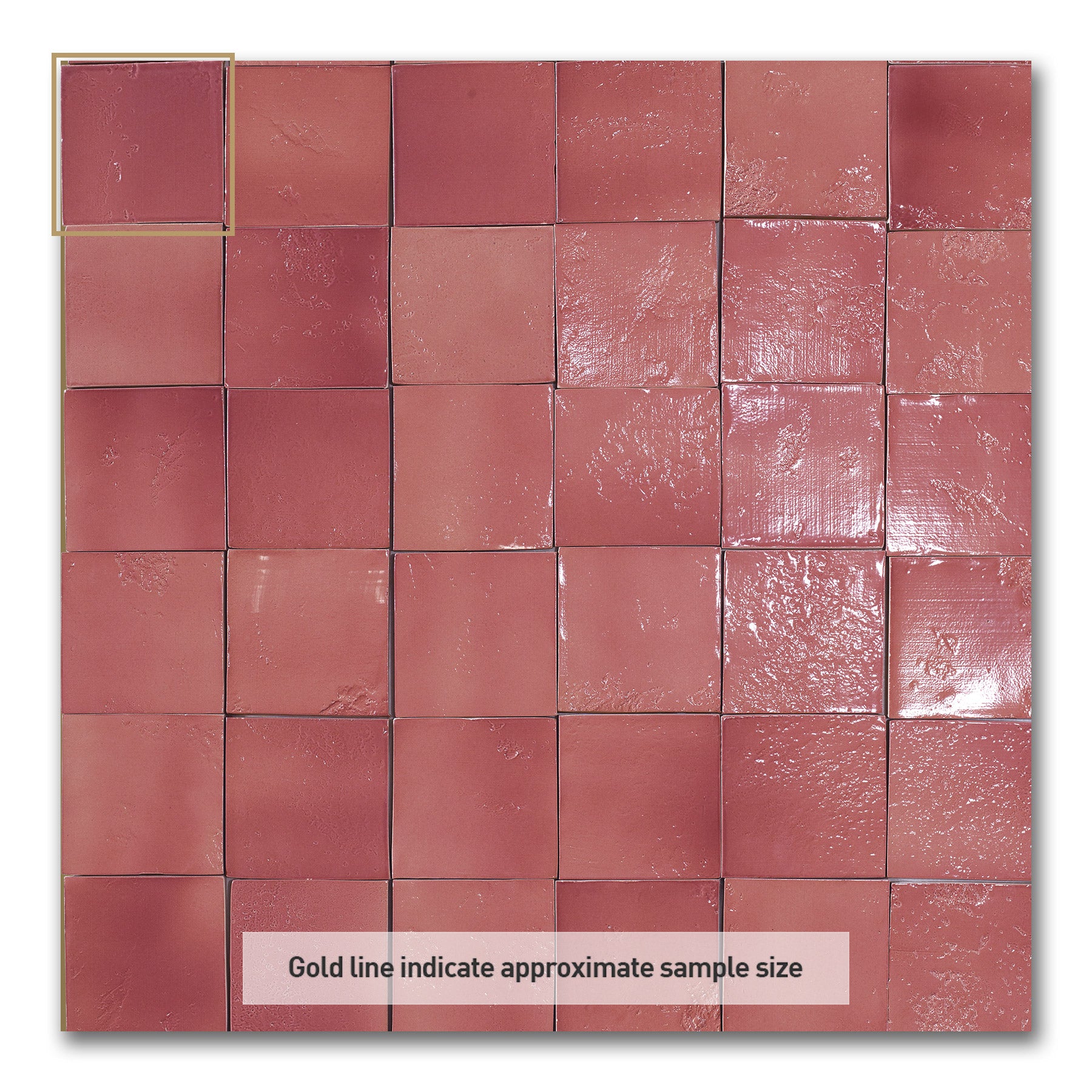 Vietri Rusty Pink 100x100 Gloss Zellige Square Hand Made Tile