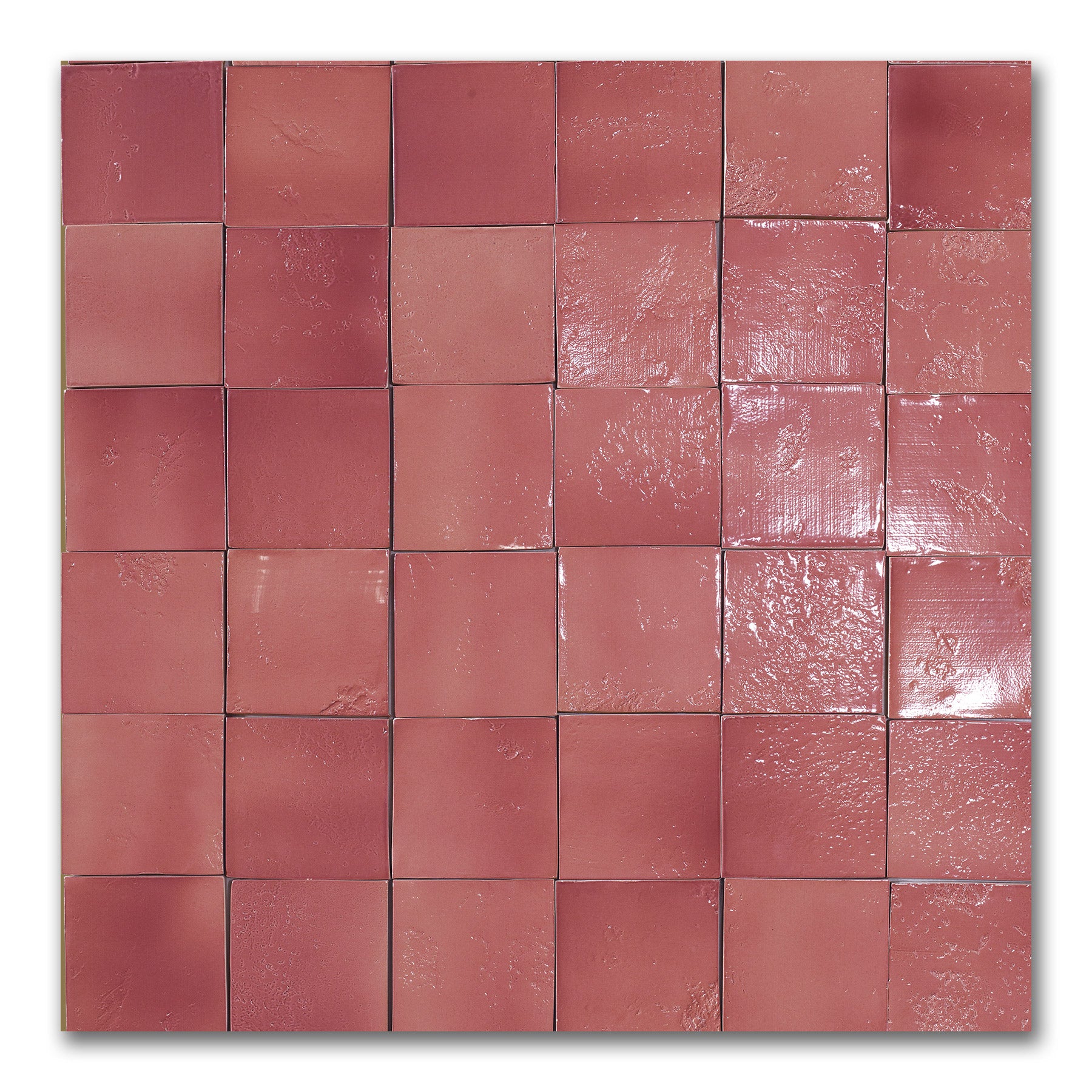 Vietri Rusty Pink 100x100 Gloss Zellige Square Hand Made Tile