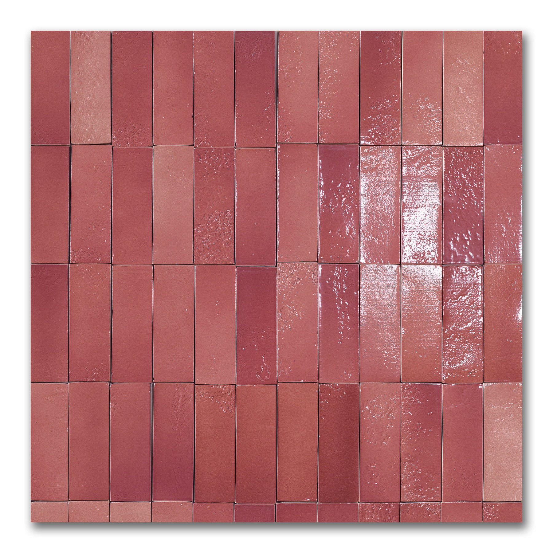 Vietri Rusty Pink 150x50 Gloss Zellige Subway Hand Made Tile