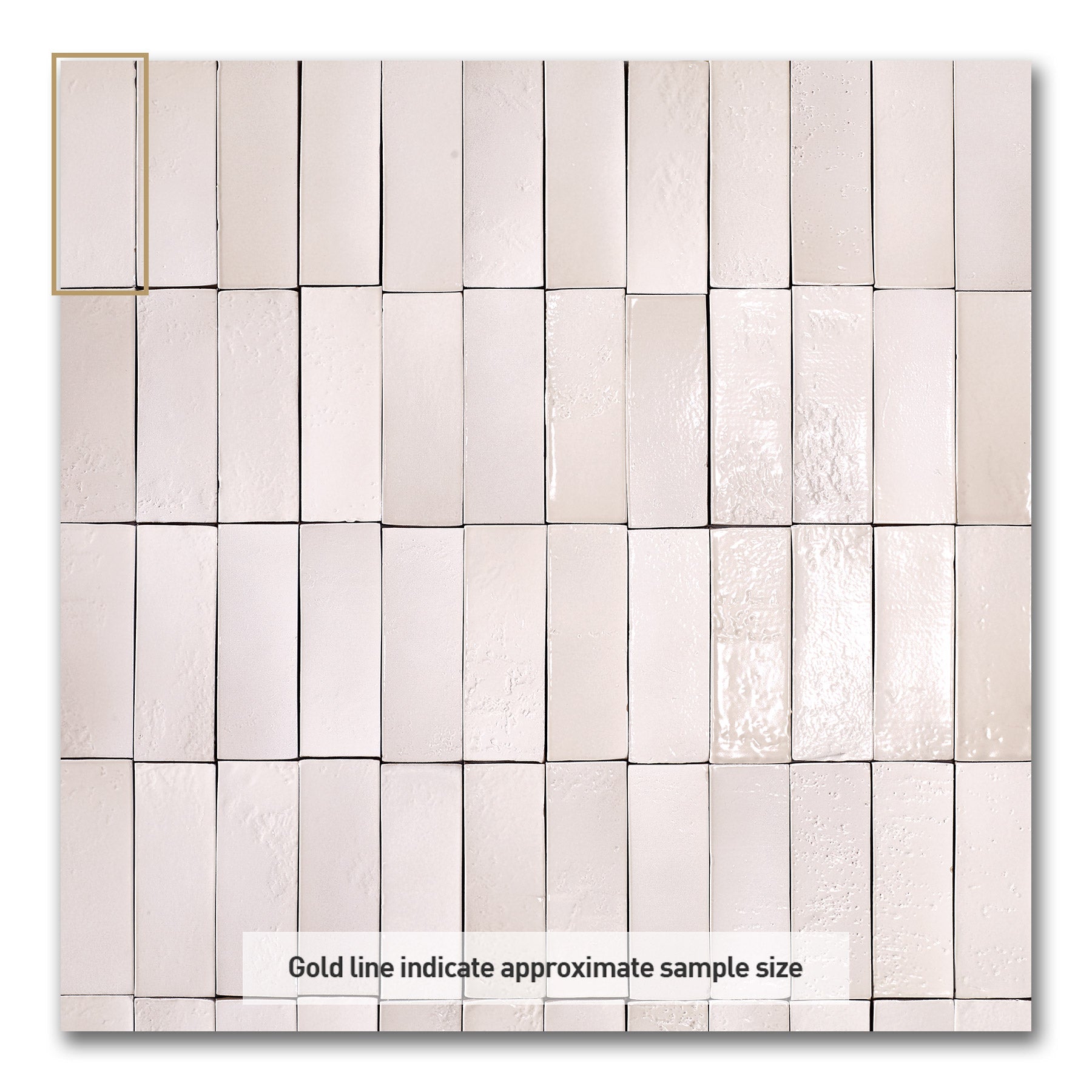 Vietri Sandy Beige 150x50 Gloss Zellige Subway Hand Made Tile