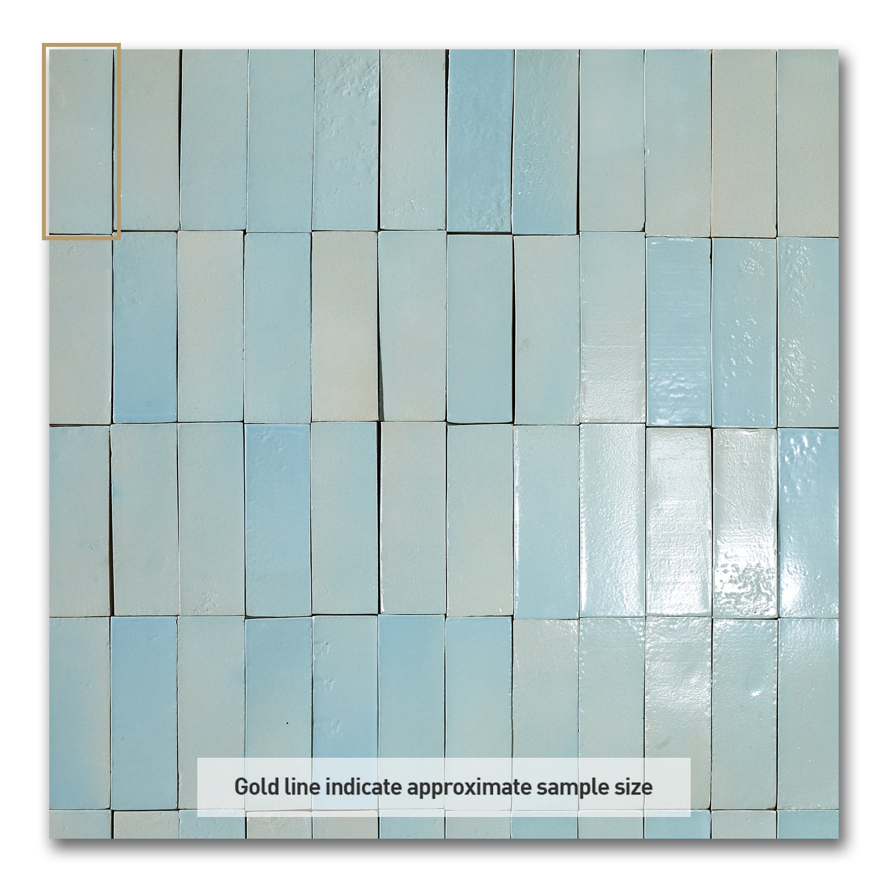 Vietri Seafoam Blue 150x50 Gloss Zellige Subway Hand Made Tile