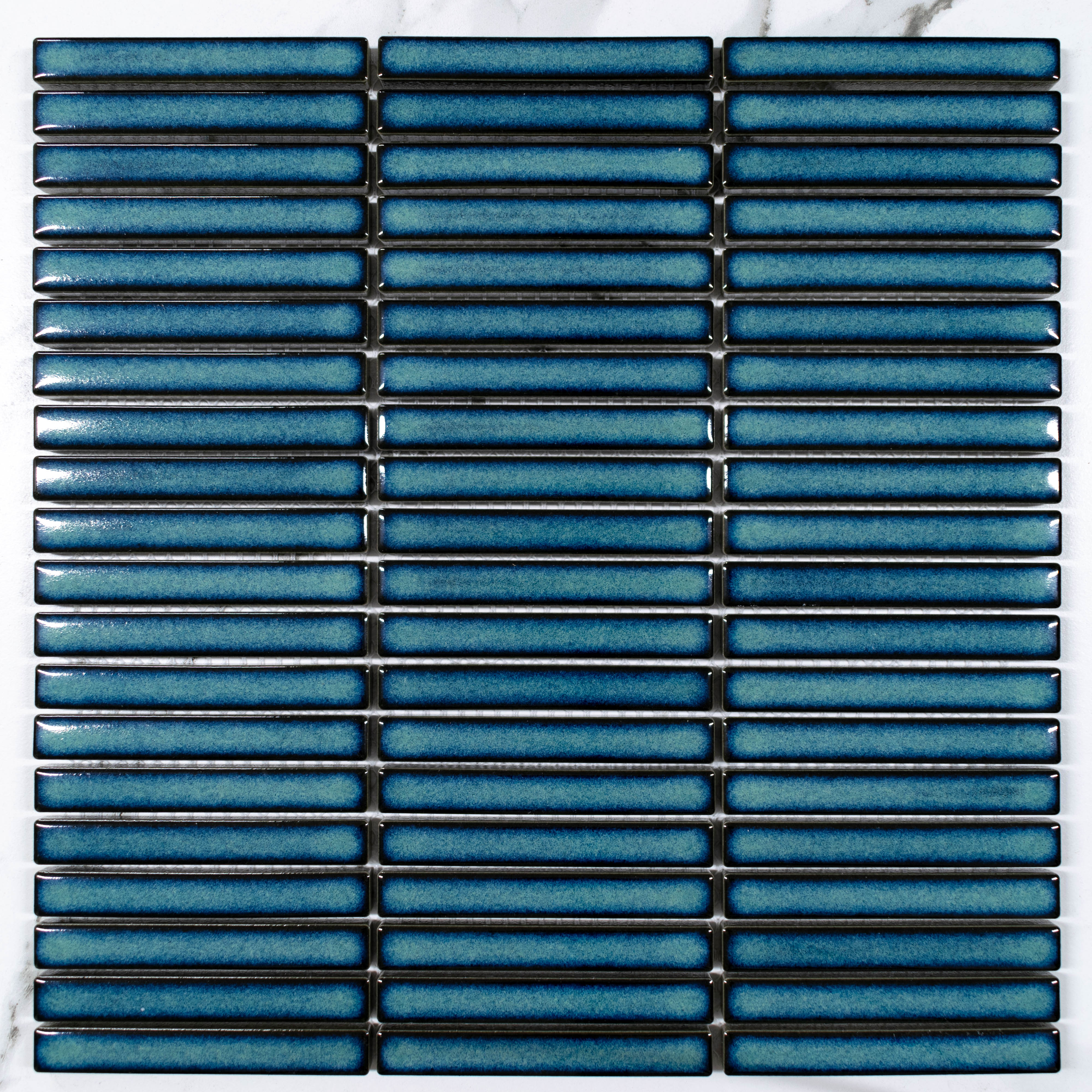 Kyoto Coral Blue Kit Kat Gloss Mosaic Tile