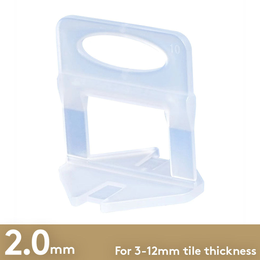 Tile Levelling Clips - 2.0mm for 3-12mm Tile Thickness - Bag of 100