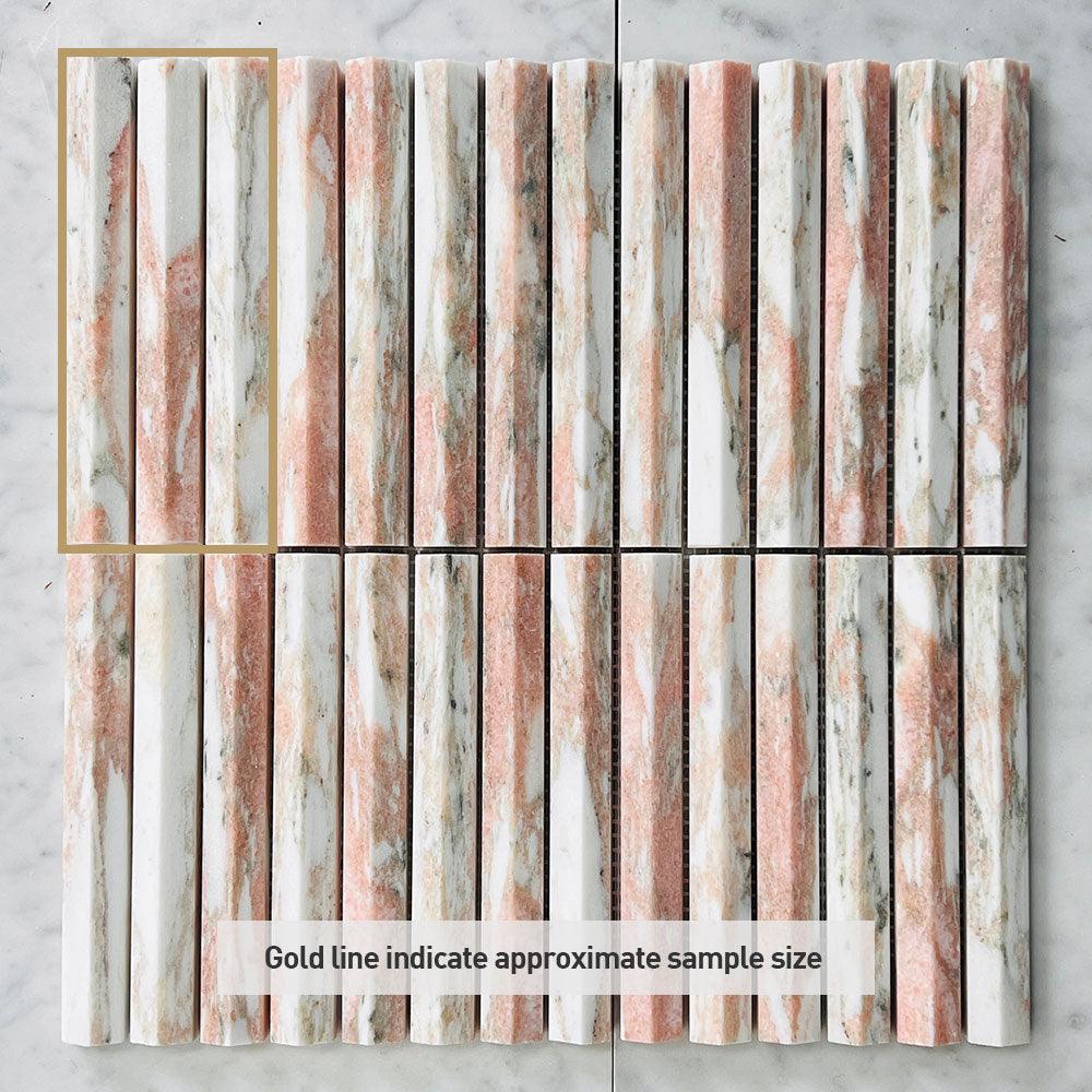 Athena Triangle Norwegian Rose 152x20x12 Honed Marble Mosaics (per sheet) - Tile Lane