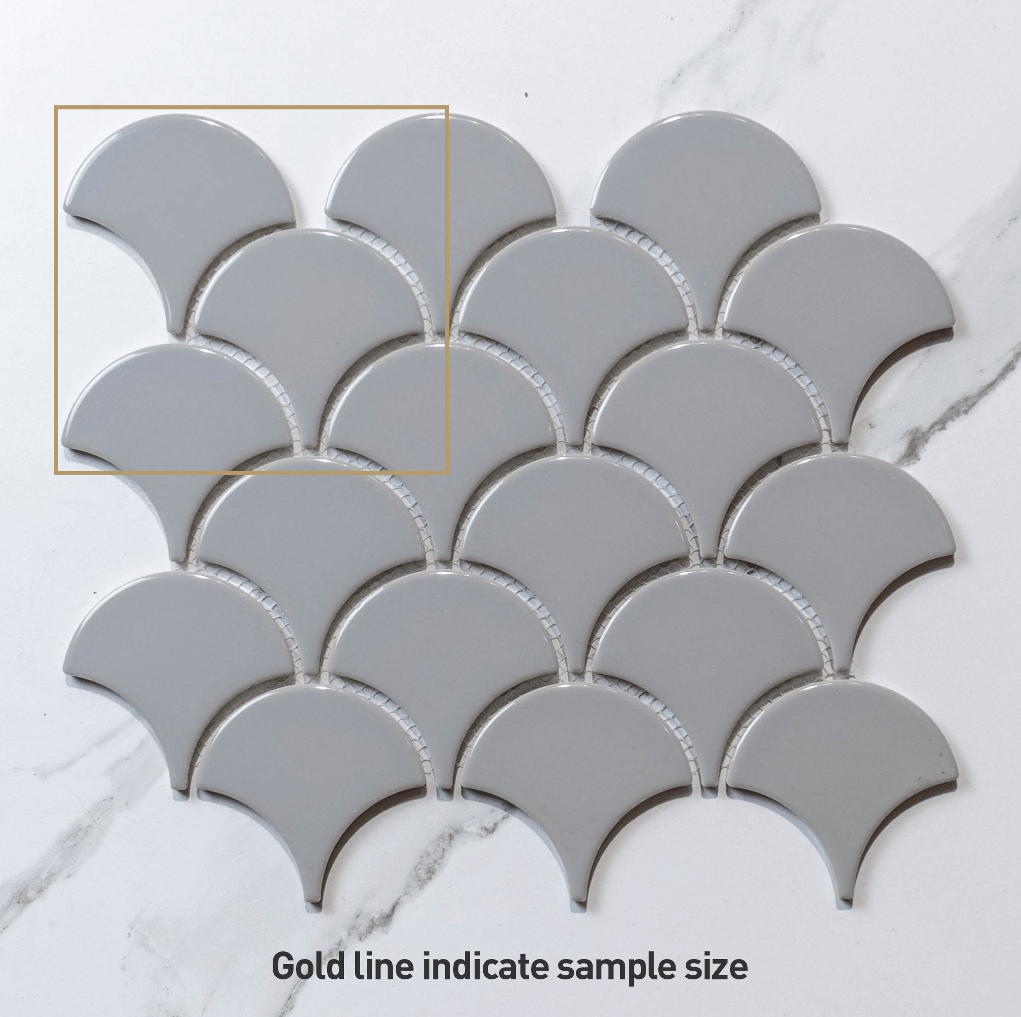 Crystal Grey 74.5x70 Gloss Fish Scale Tile - Tile Lane