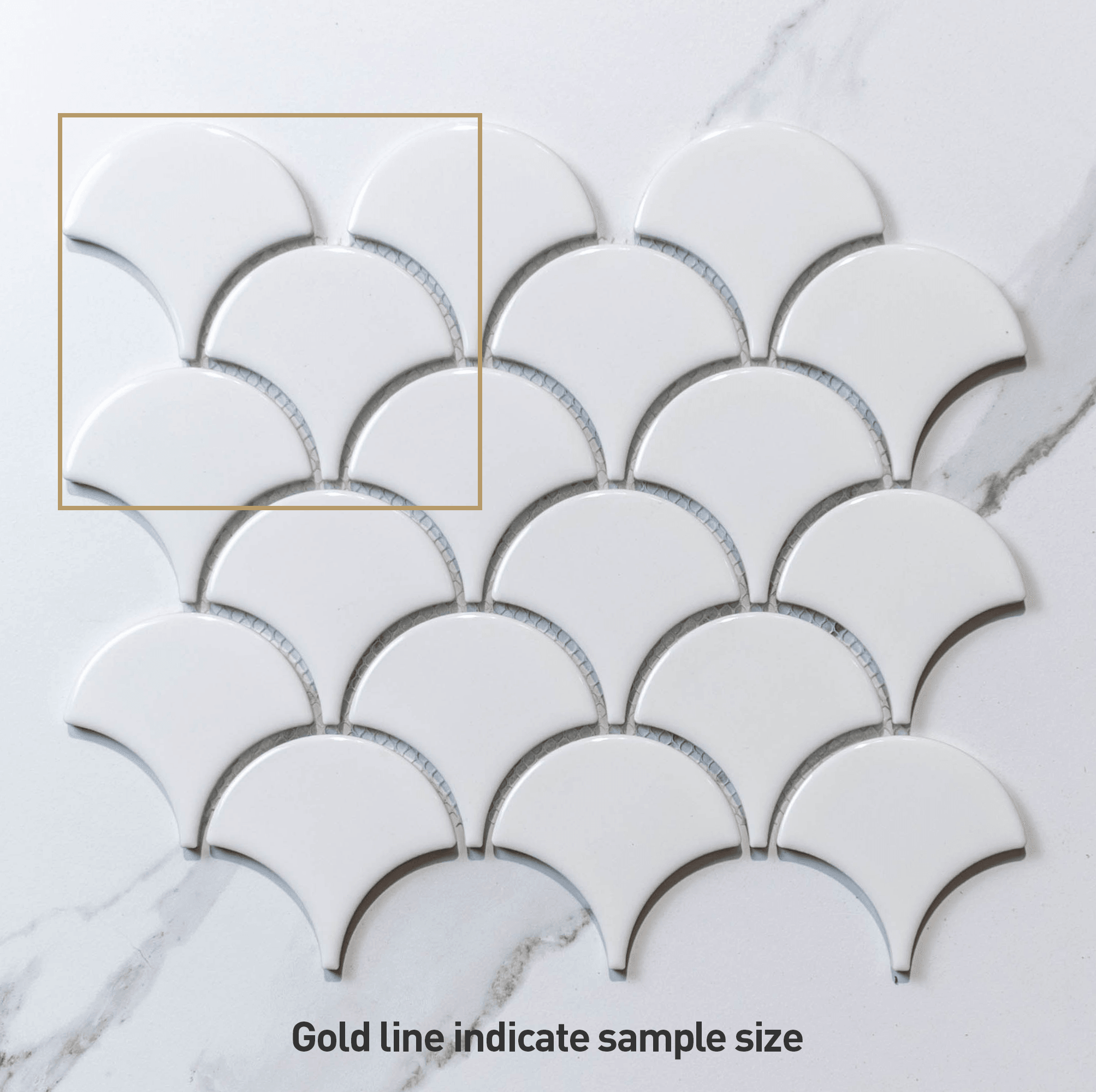 Crystal White 74.5x70 Gloss Fish Scale Tile - Tile Lane