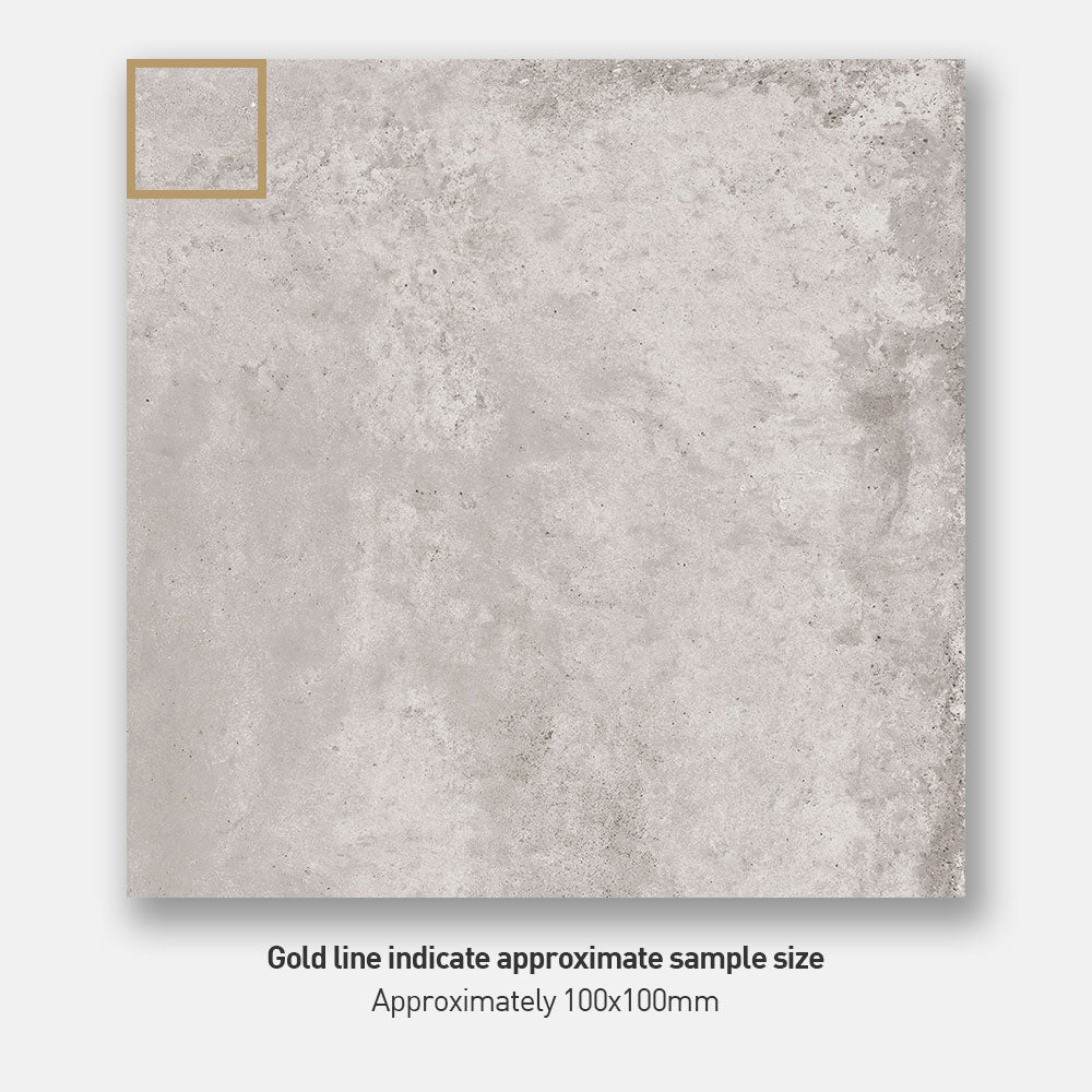 Evolene Light Grey 600X600 Satin Finish Concrete Look Porcelain Tile