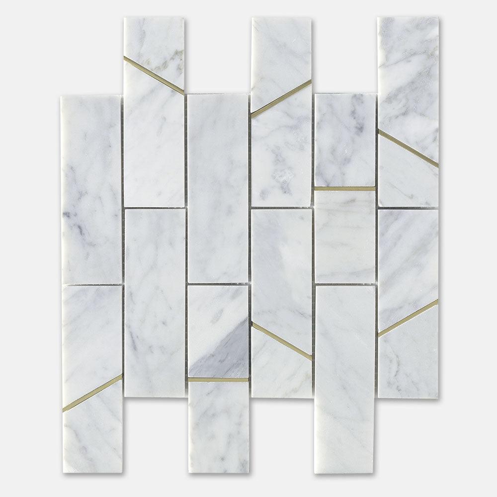 Fifth Ave Barres Carrara Honed Marble Mosaics (per sheet) - Tile Lane