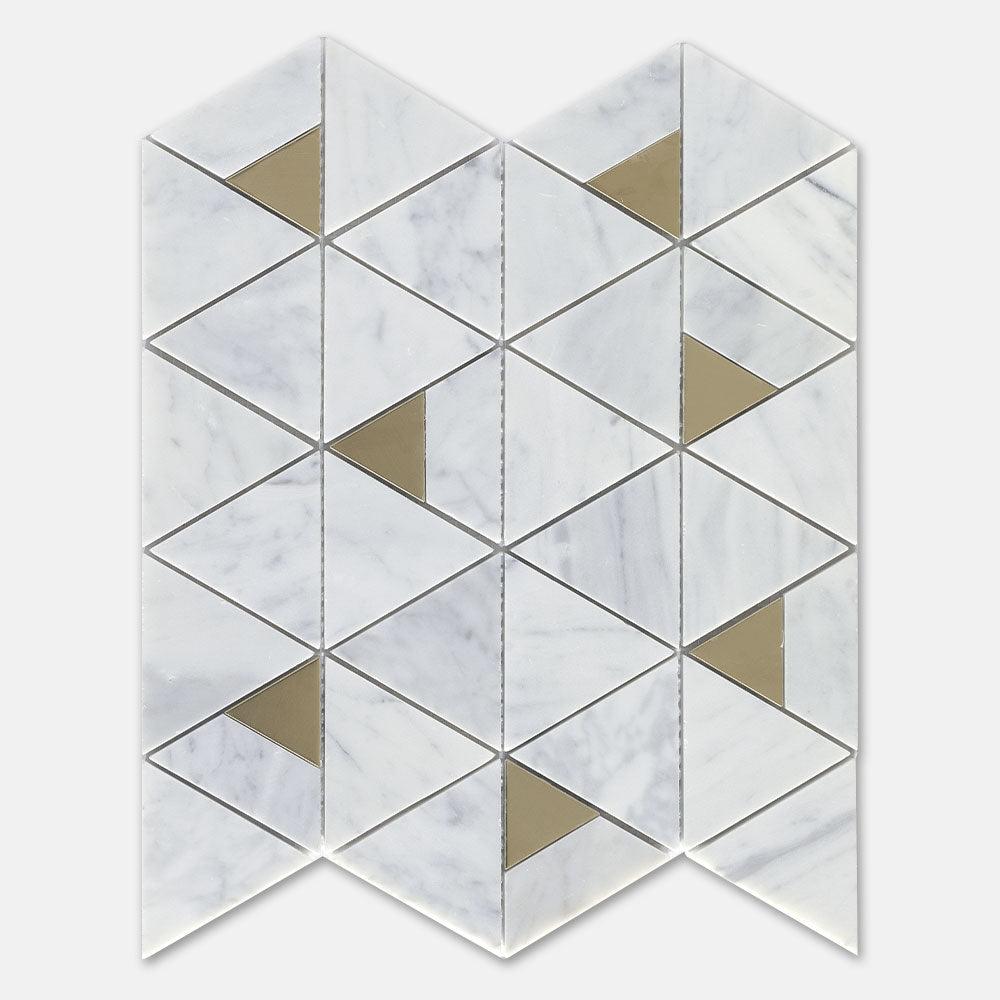 Fifth Ave Pyramid Carrara Honed Marble Mosaics (per sheet) - Tile Lane