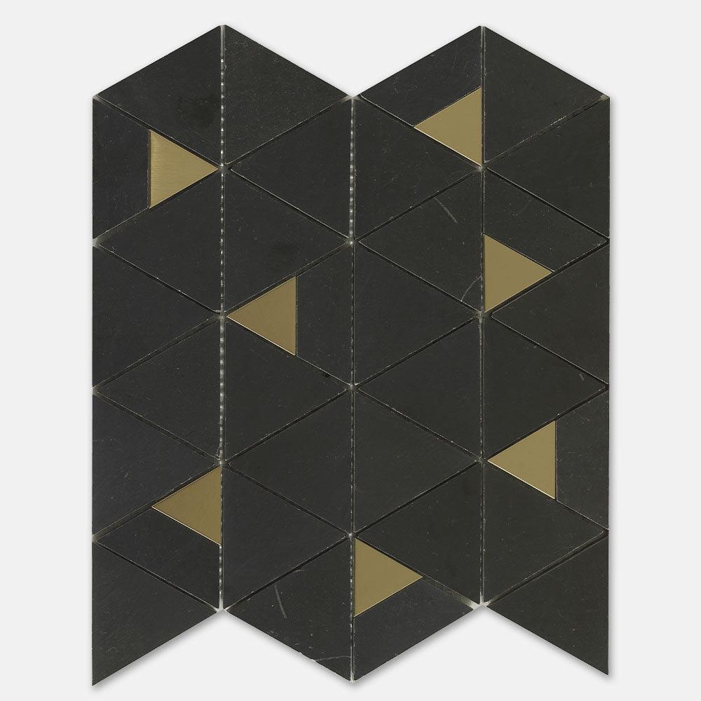 Fifth Ave Pyramid Nero Marquina Honed Marble Mosaics (per sheet) - Tile Lane