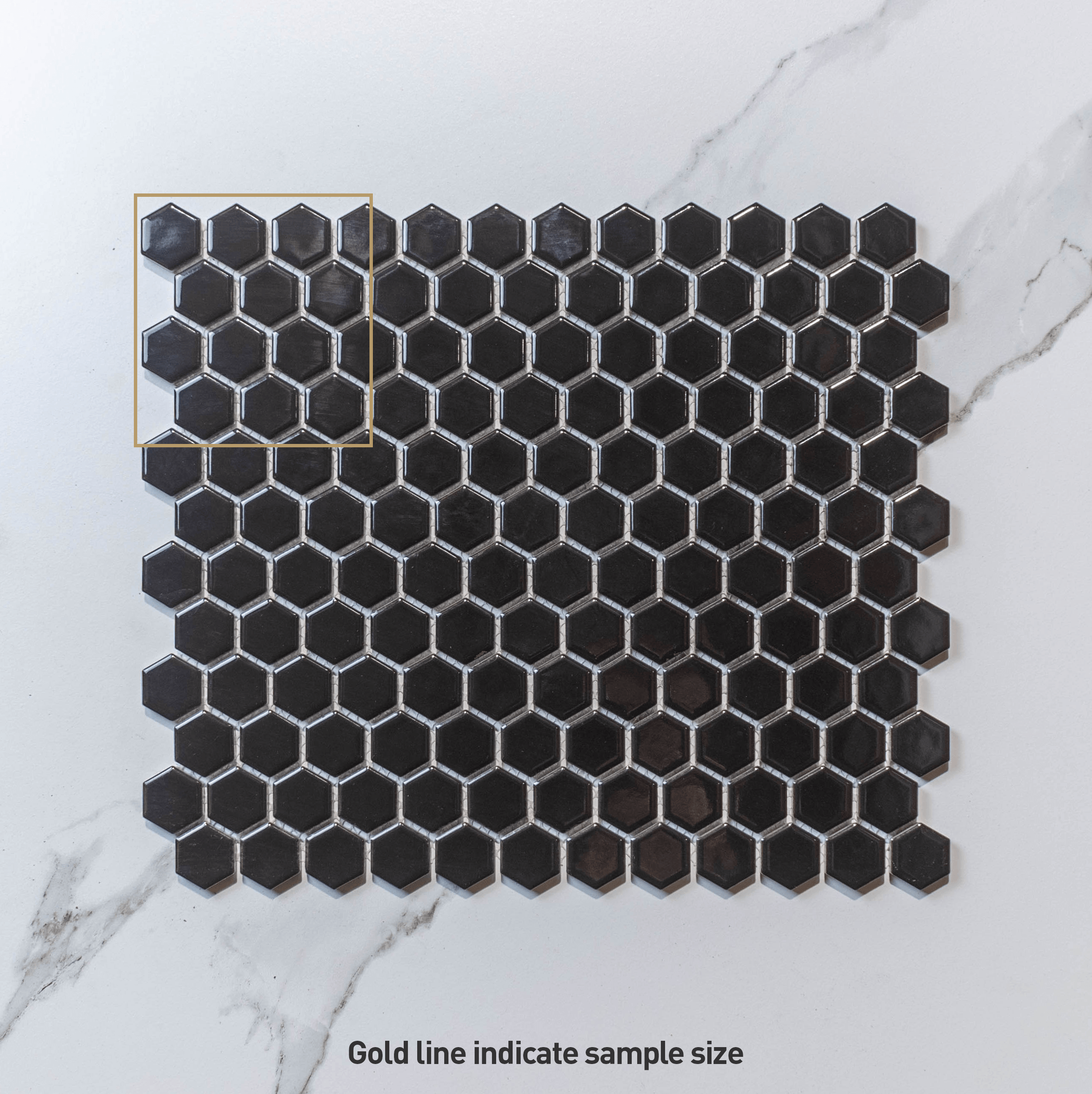 Hive S Black 23x26 Gloss - Hexagon Mosaic Tile - Tile Lane