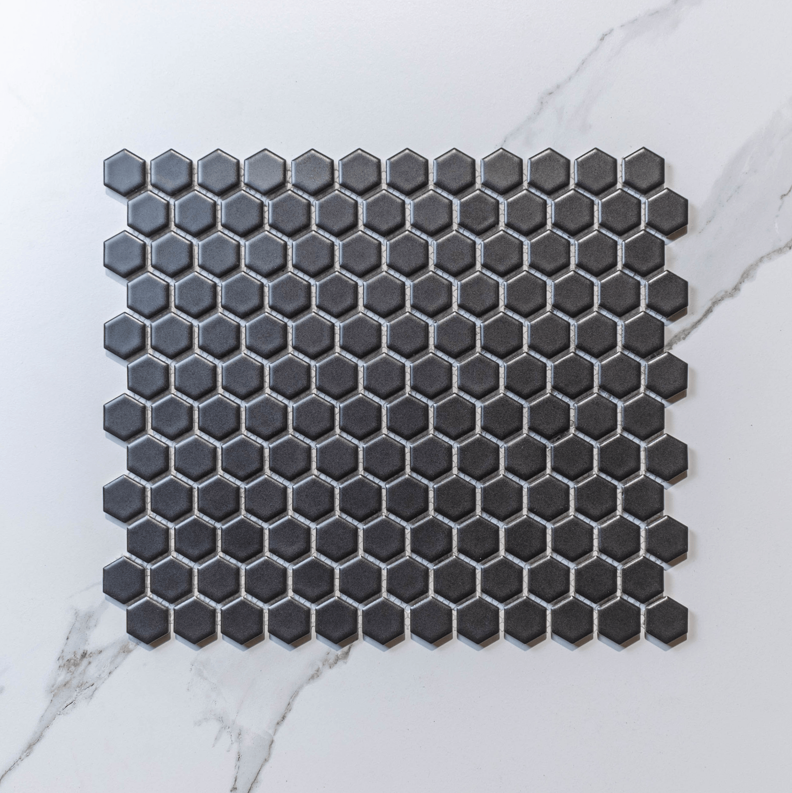 Hive S Black 23x26 Matt - Hexagon Mosaic Tile - Tile Lane