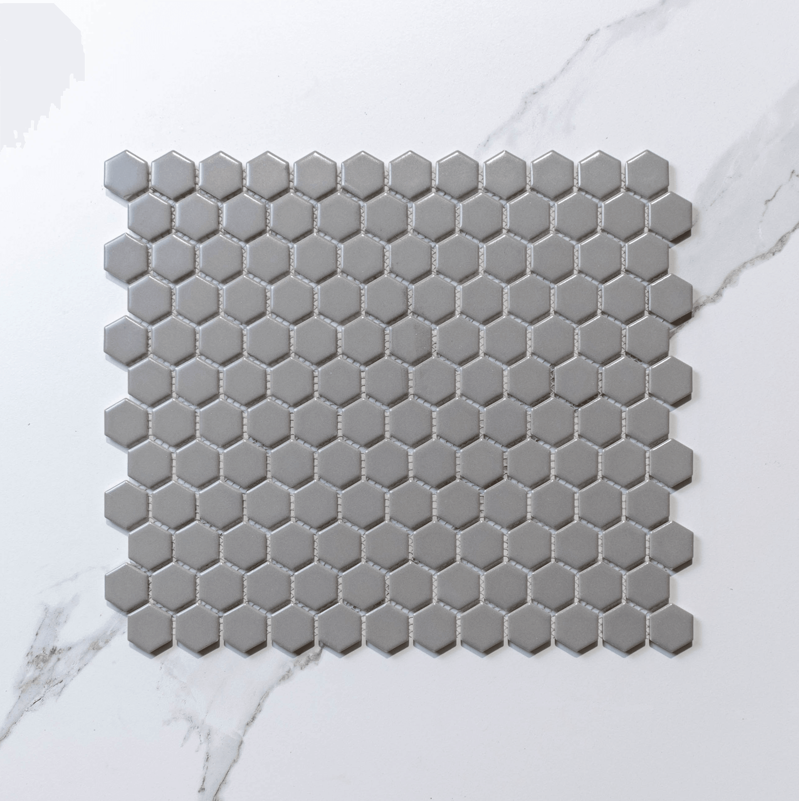 Hive S Grey  23x26 Matt Hexagon Mosaic Tile - Tile Lane