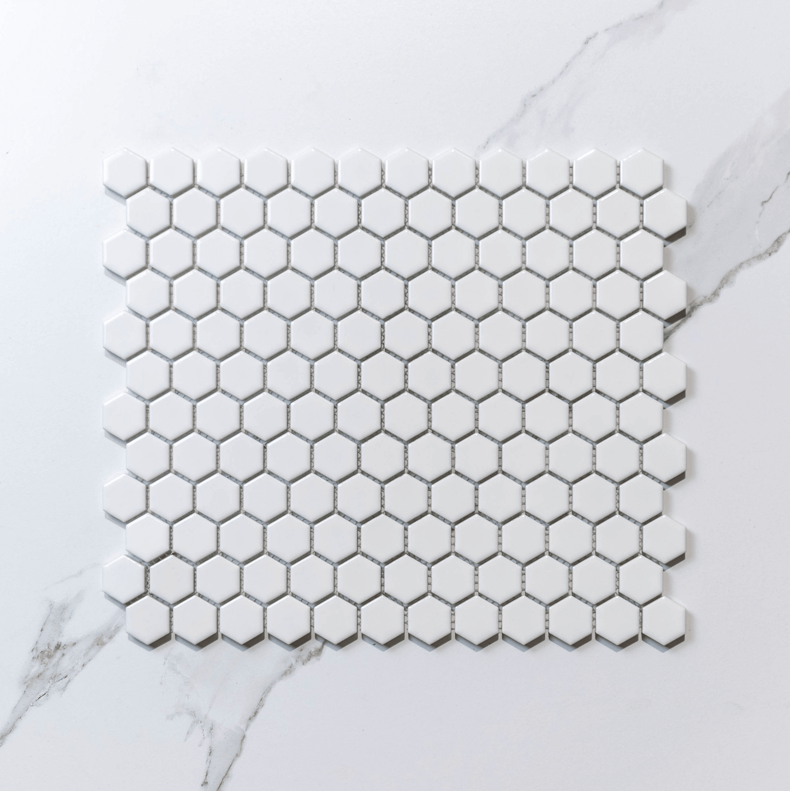 Hive S White 23x26 Gloss - Hexagon Mosaic Tile - Tile Lane