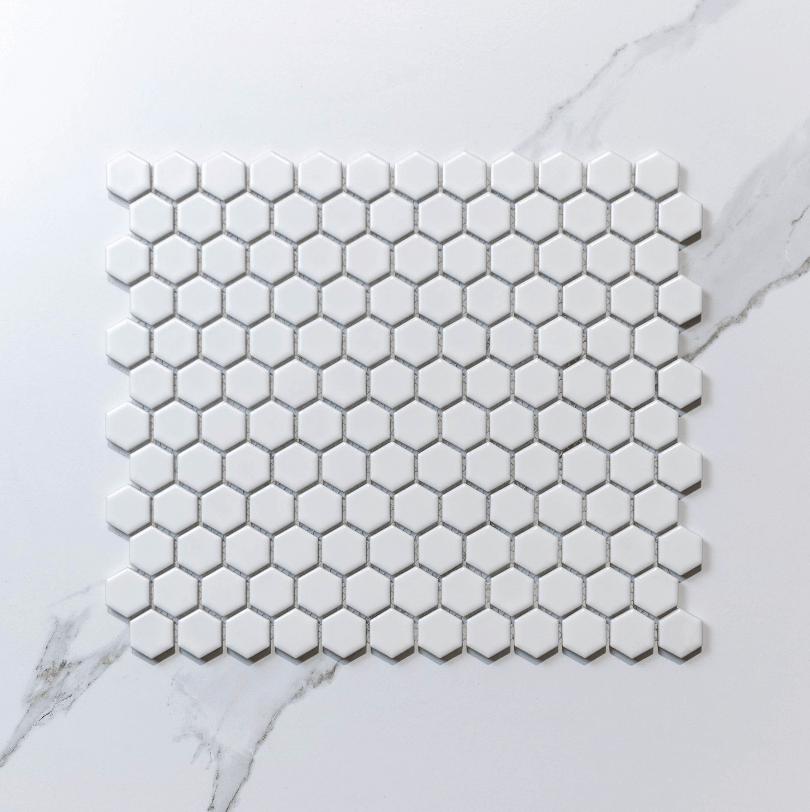 Hive S White 23x26 Matt - Hexagon Mosaic Tile - Tile Lane