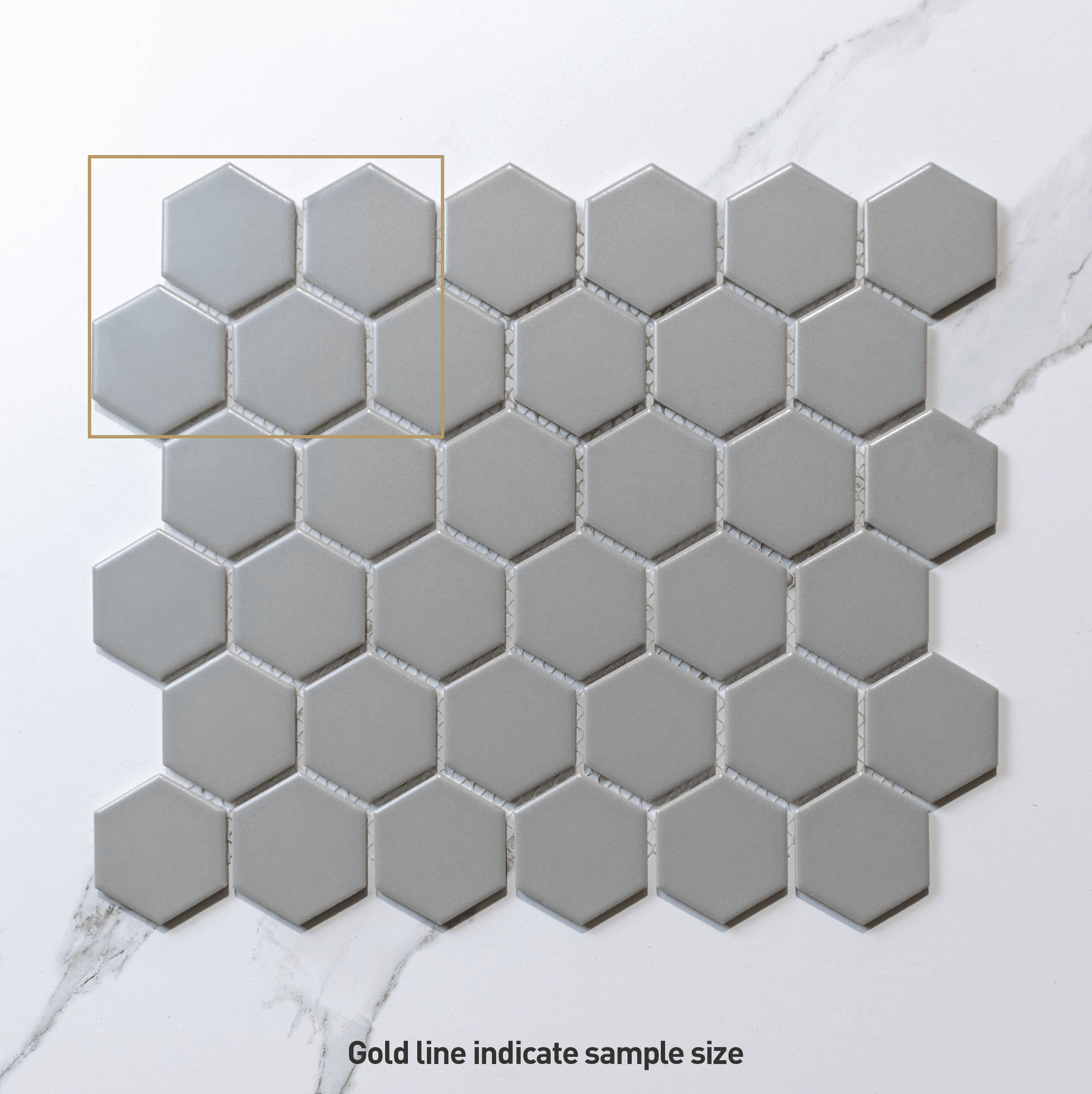 Hive M Grey 51x59 Matt - Hexagon Mosaic Tile - Tile Lane