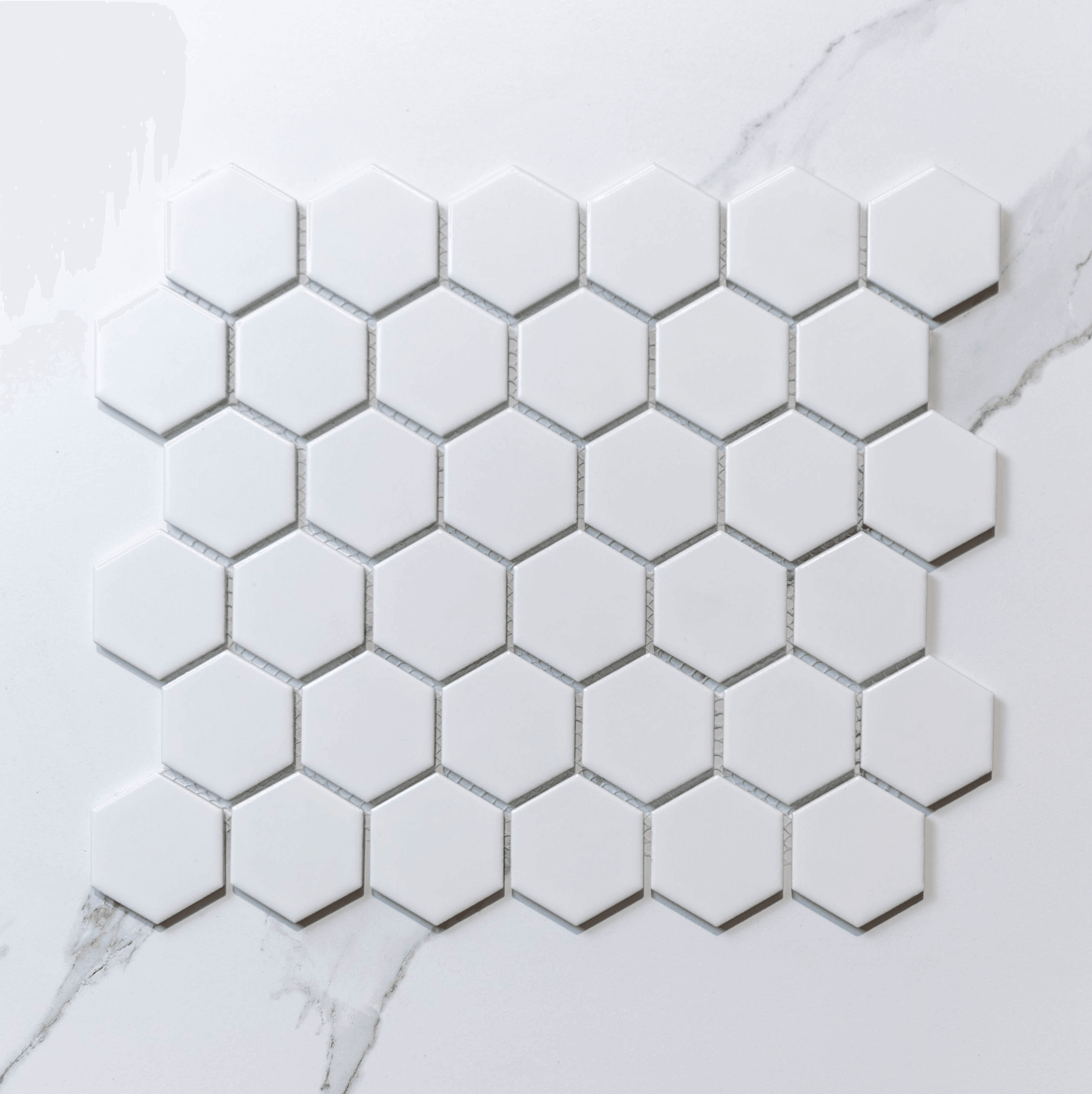 Hive M White 51x59 Gloss - Hexagon Mosaic Tile - Tile Lane