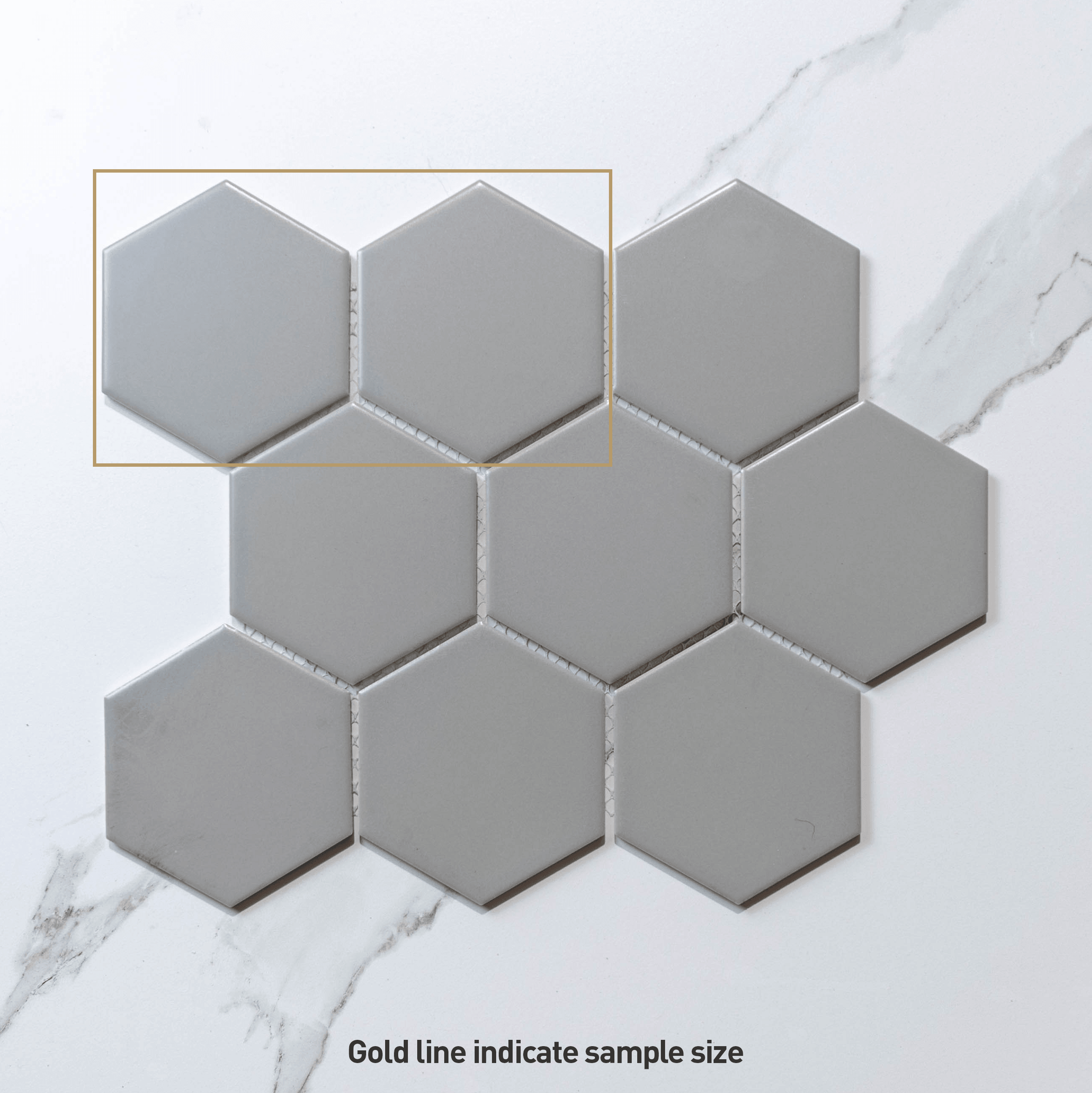 Hive L Grey 95x110 Matt - Hexagon Mosaic Tile - Tile Lane