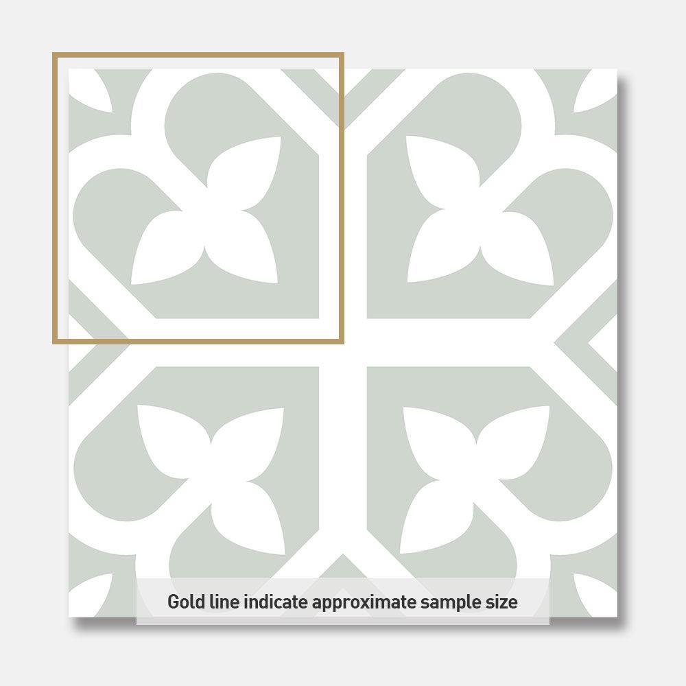 Heritage Lotus Green Encaustic Look 200x200 Matt Tile - Tile Lane