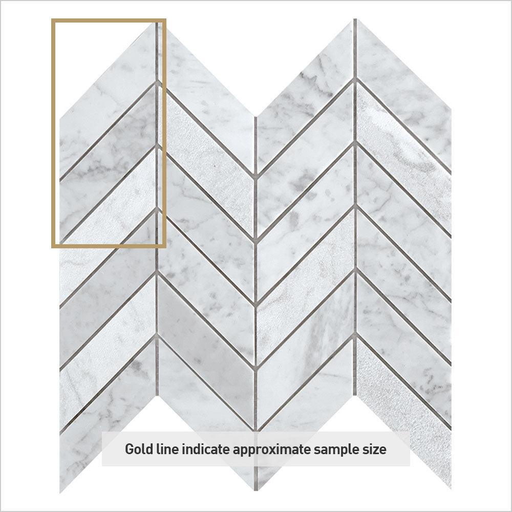 Ocean Carrara Chevron 30x950 Honed Marble Mosaic (per sheet) - Tile Lane